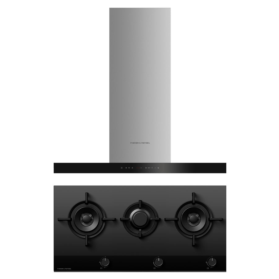 Gas Hob and Wall Canopy Hood Combo - High-Efficiency Kitchen Stove with Powerful Exhaust Fan for Modern Home Cooking