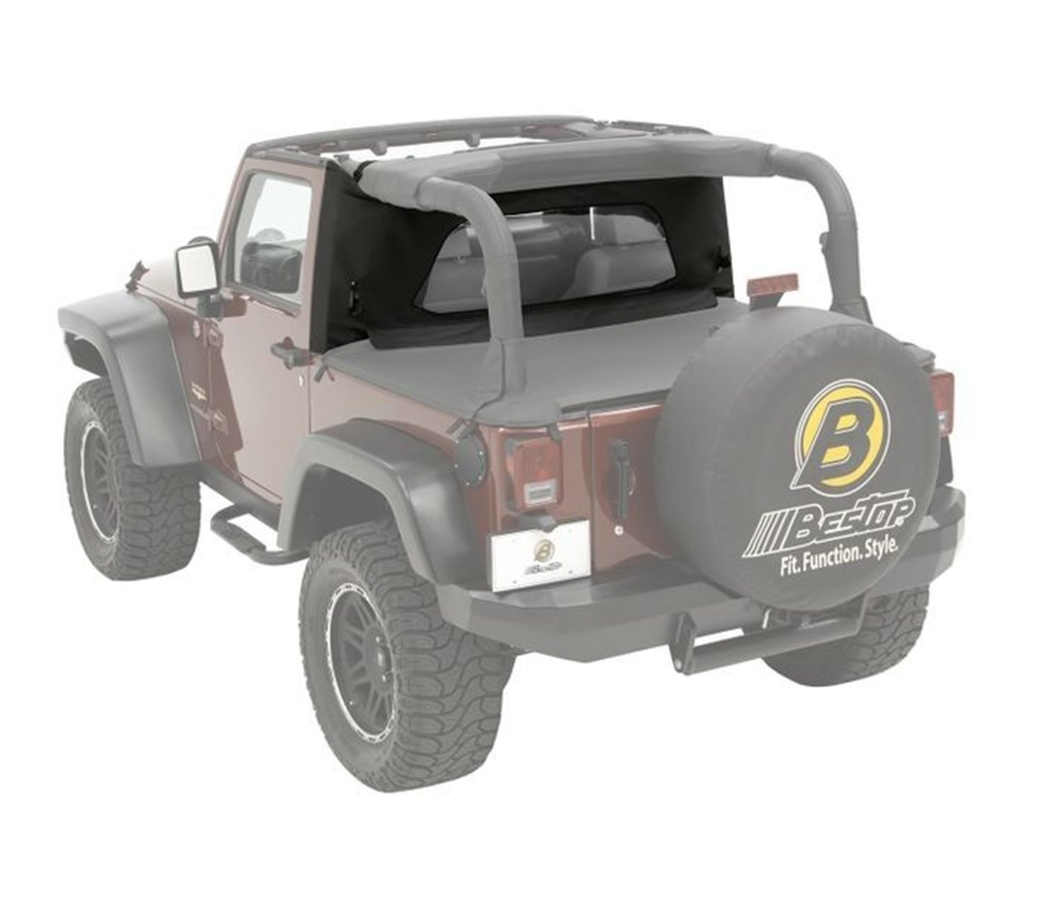 Bestop 8004135 Wraparound Windjammer for 2007-2018 Jeep Wrangler JK - Premium Wind Protection for Open-Air Driving & Off-Road Adventures