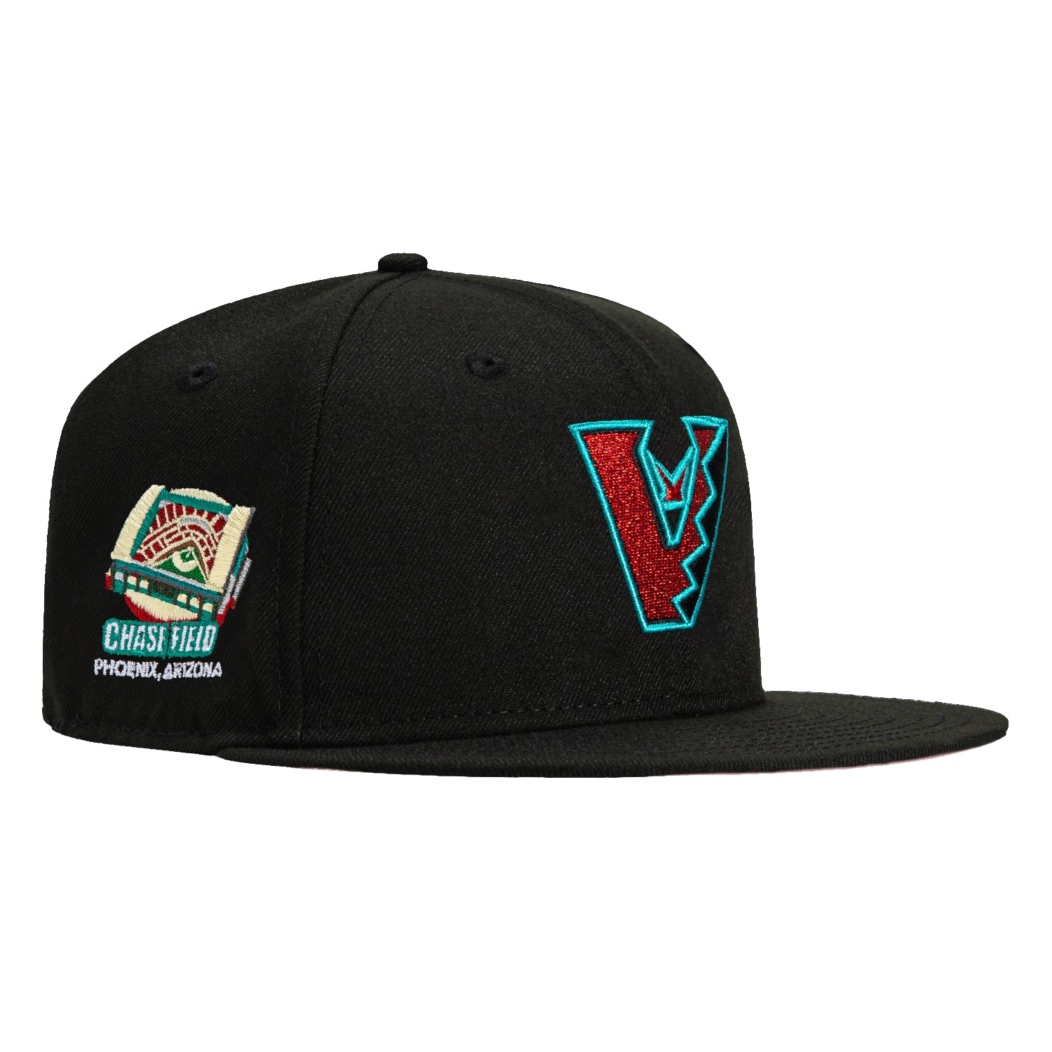 New Era 59Fifty Arizona Diamondbacks Chase Field Patch Upside Down Snapback Hat - Black, Sedona Red, Teal - Perfect for Baseball Games, Fan Collections & Streetwear Fashion
