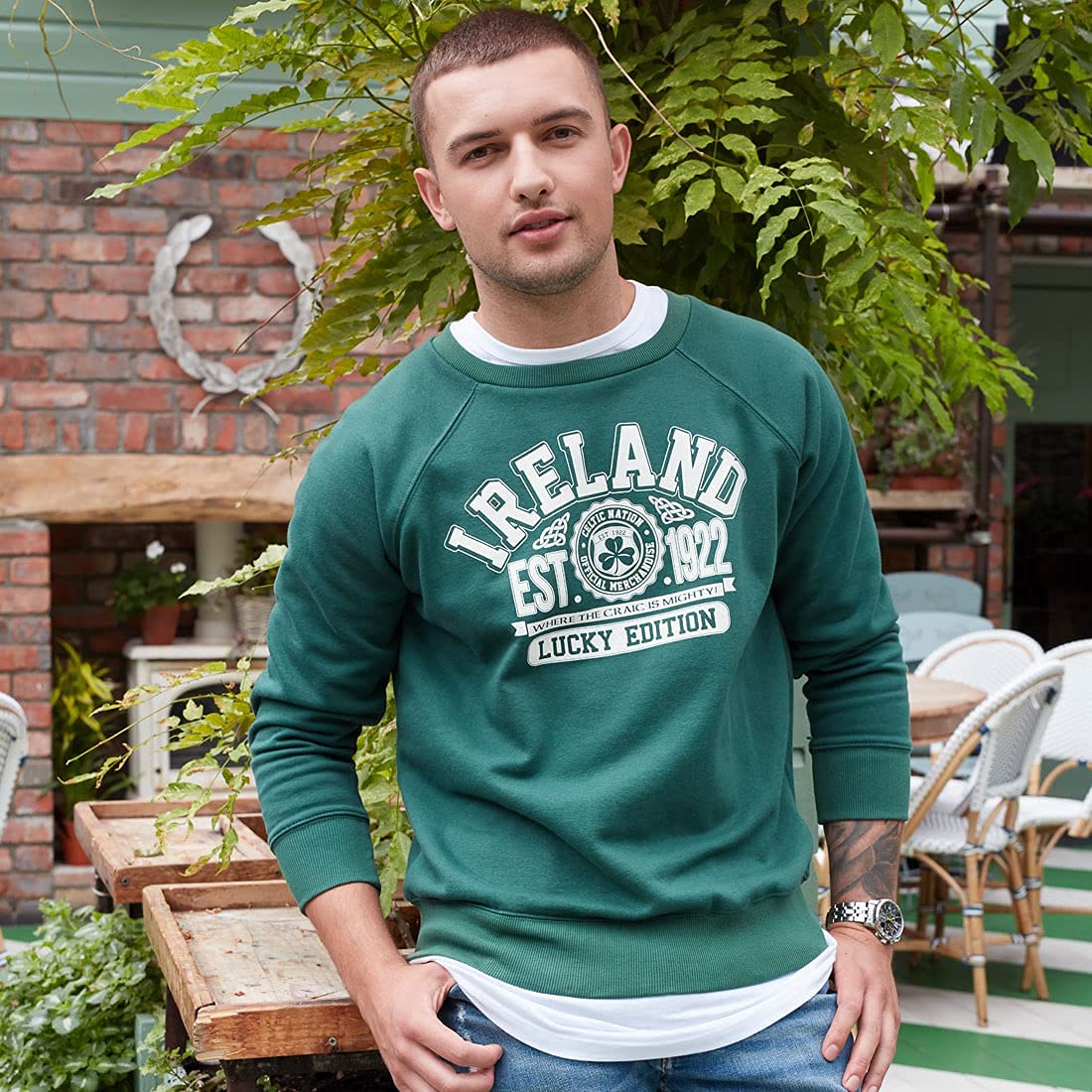 Traditional Craft Ltd Bottle Green Republic of Ireland Sweatshirt - Cozy Irish Heritage Pullover for Men & Women - Perfect for St. Patrick's Day, Casual Wear & Irish Pride Events
