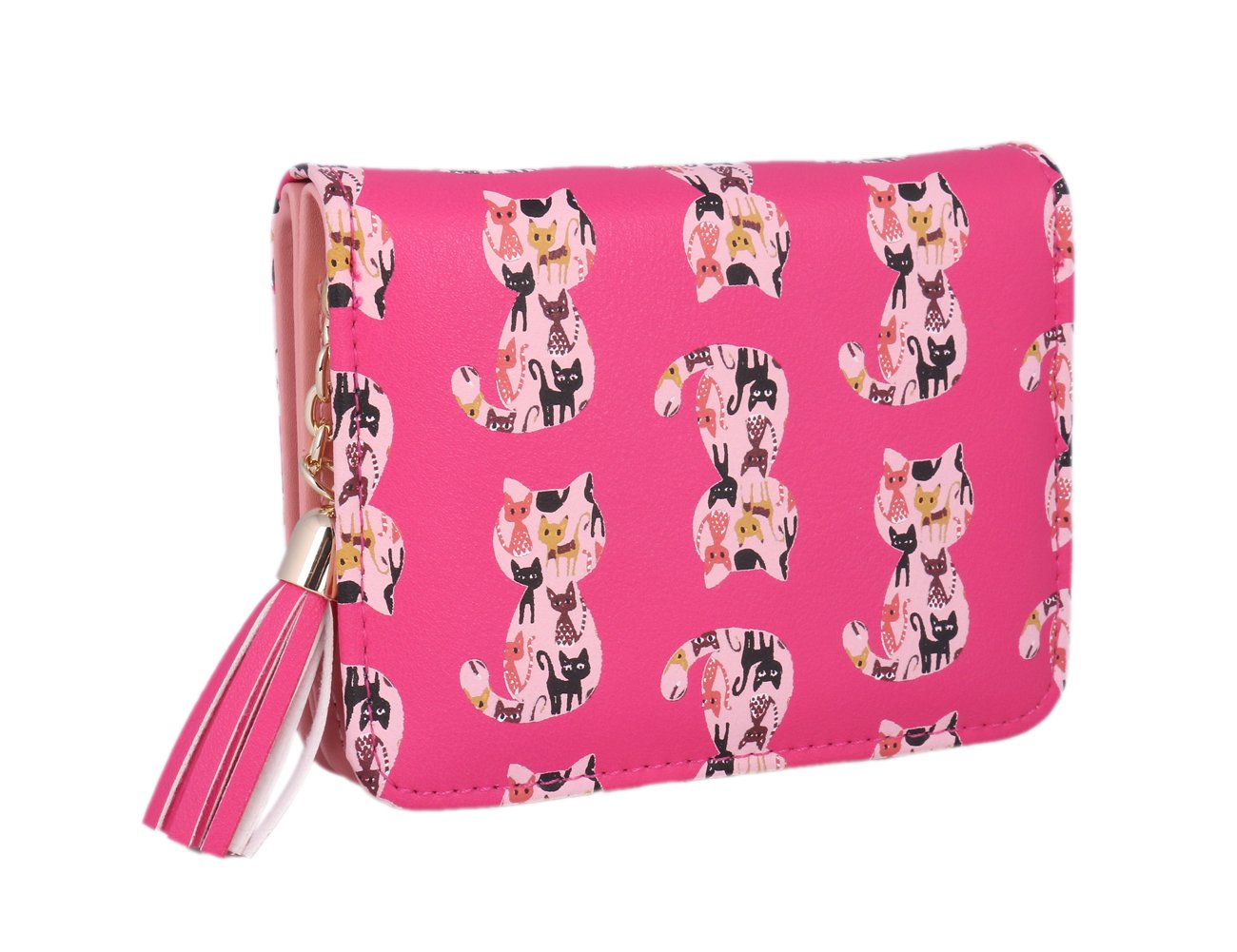 Stylish Women's Cute Cat Wallet with Tassel - Small Coin Purse for Credit Cards & Cash - Perfect for Everyday Use, Travel, and Gift Giving