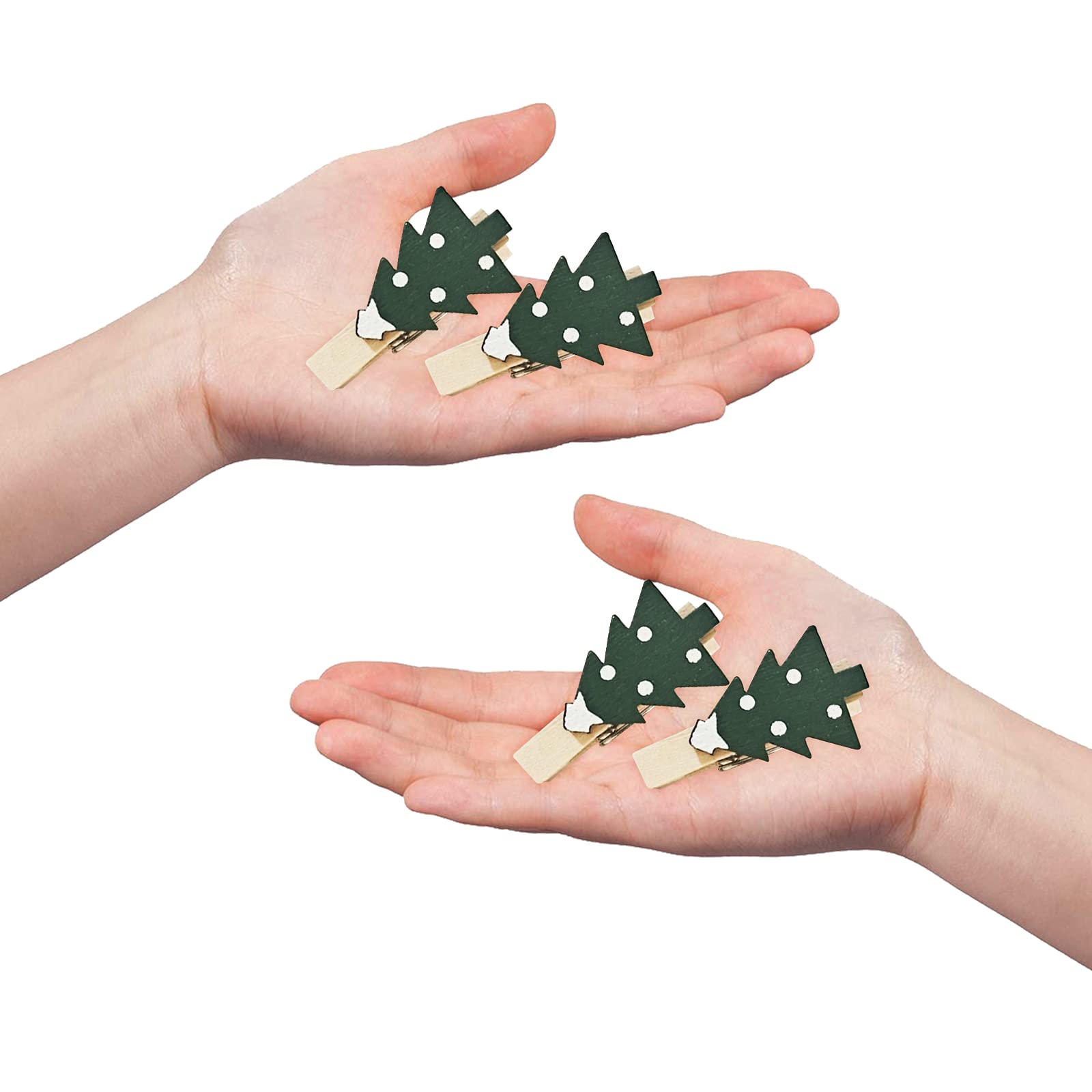 50pcs Christmas Wood Clothespins for Crafts, DIY Cards, Photo Displays & Holiday Decorations - Green Christmas Tree Design - Perfect for Scrapbooking, Gift Wrapping & Party Favors