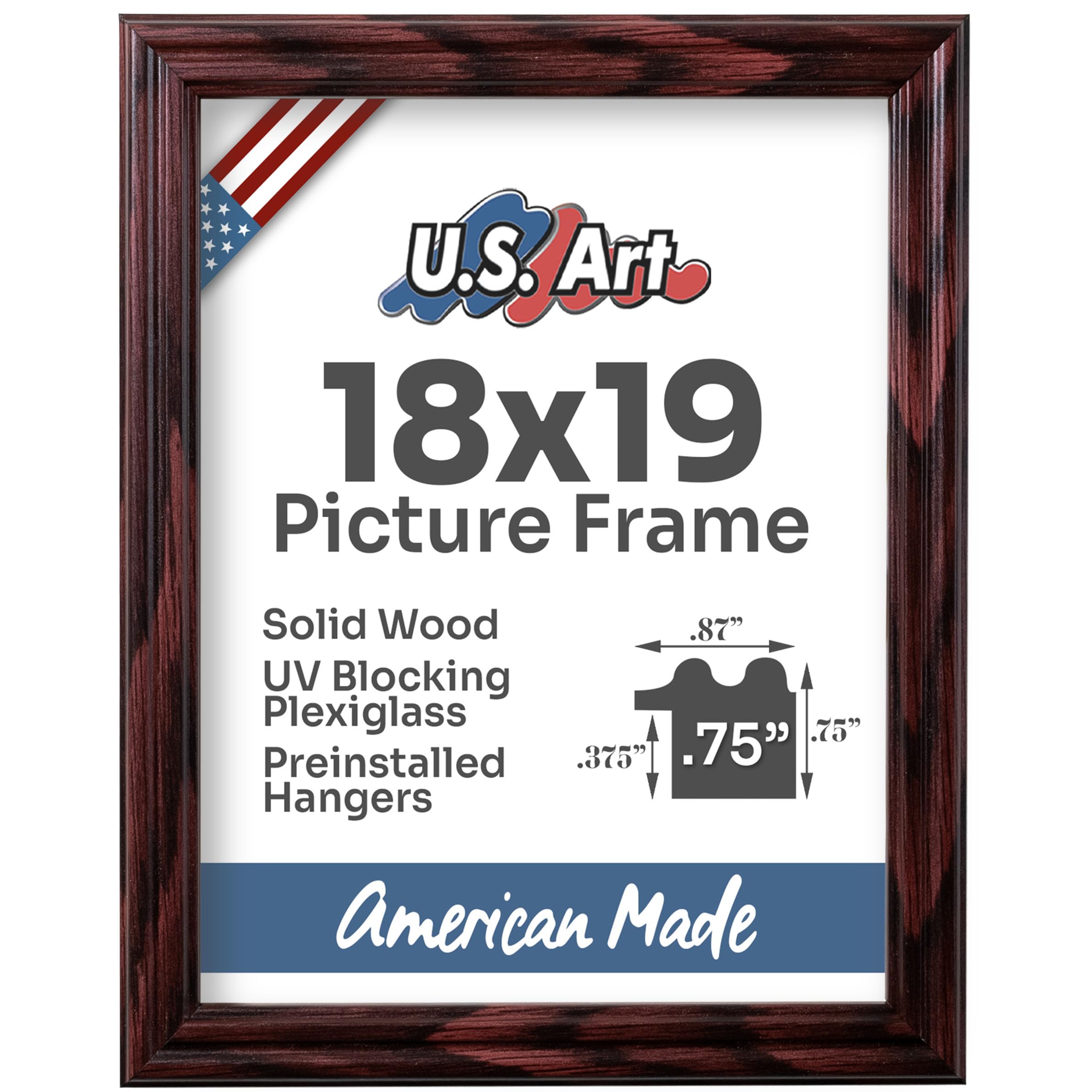 18x19 Inch Cherry Wood 0.75 Inch Thick Picture Frame - Wall Art for Living Room, Bedroom & Office Decor - Perfect for Photos, Posters, Certificates, Puzzles & Documents - Ideal for Home, Office & Gift Giving
