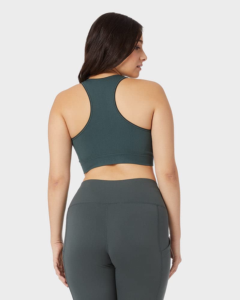 32 DEGREEES Women's Seamless Racerback Sports Bra - Medium Support Full Coverage Workout Bra with Removable Pads | Yoga, Gym, Running & Activewear