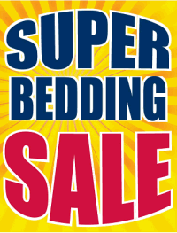 Vinyl Window Sign - Super Bedding Sale (BURST) - Perfect for Retail Stores, Clearance Events & Seasonal Promotions