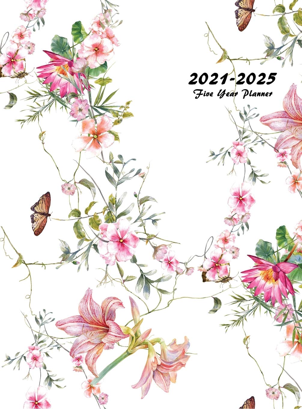 2021-2025 Five Year Planner - 60 Month Calendar Organizer with Floral Cover, 8.5