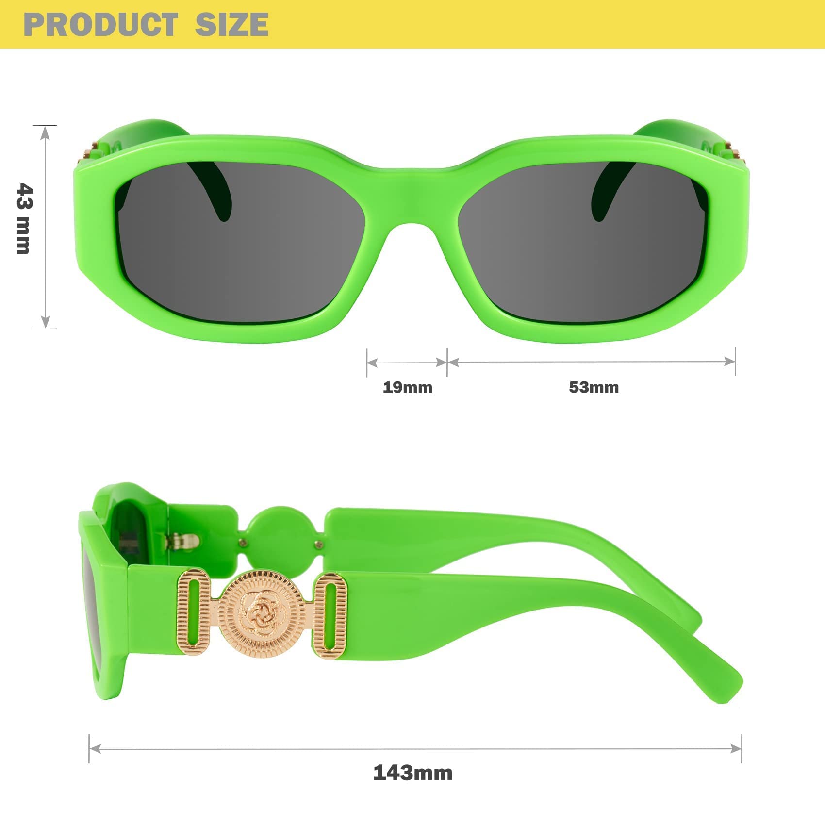 Trendy Rectangle Sunglasses for Women & Men - Mosanana TRACER Model | UV Protection Fashion Shades for Driving, Beach & Outdoor Activities