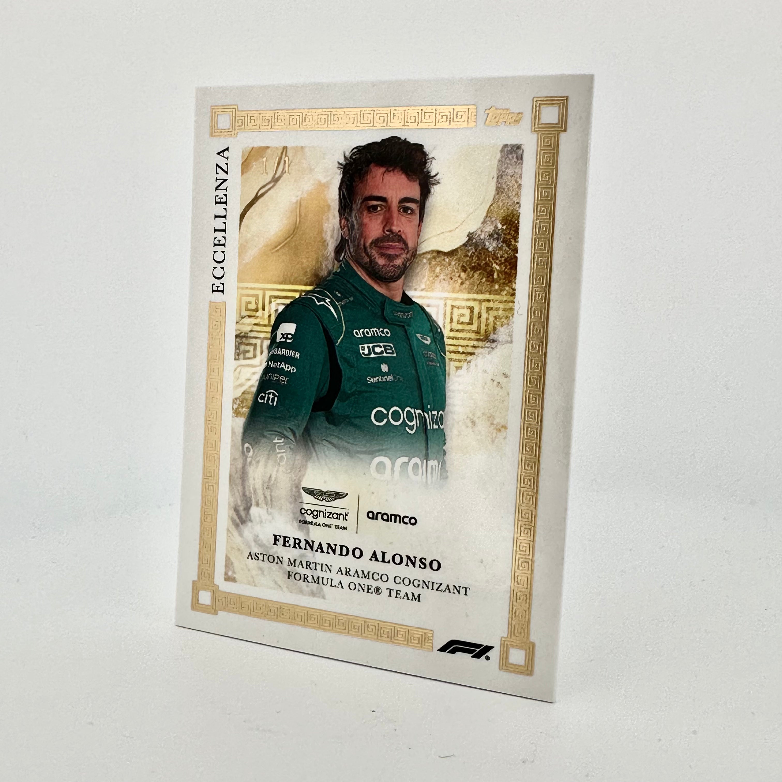 2023 Topps Eccellenza Fernando Alonso 1/1 Gold Driver Profile Card - Rare Collectible for F1 Racing Fans & Sports Memorabilia Enthusiasts