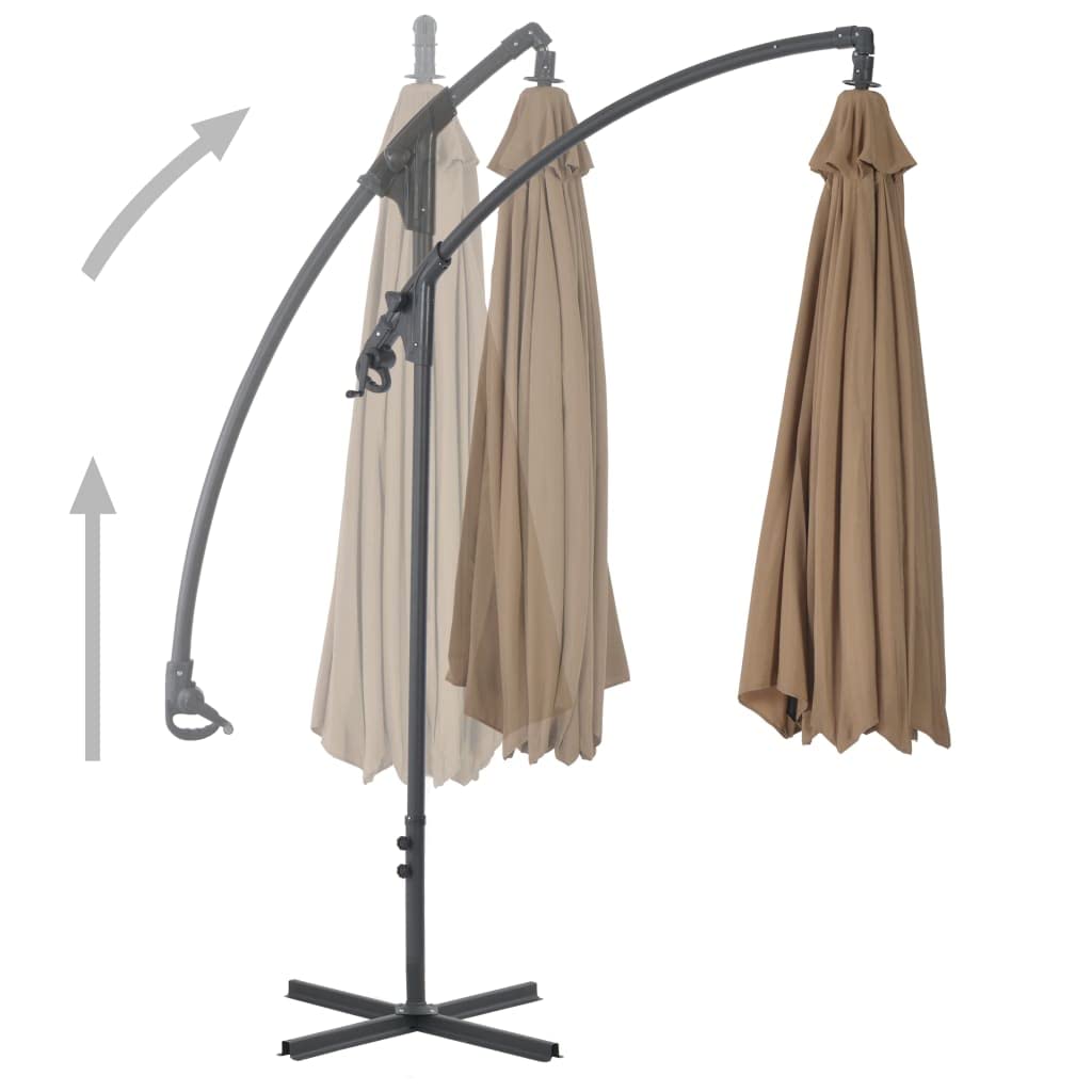FAMIROSA 10ft Cantilever Umbrella with Heavy Duty Steel Pole - 118.1