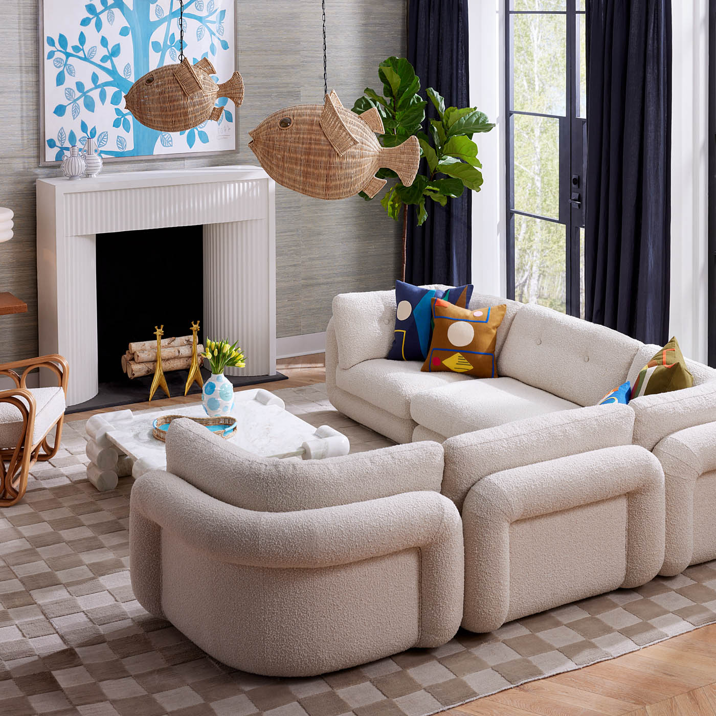 Modern Circuit Marble Coffee Table - Stylish Round Cocktail Table for Living Room, Lounge & Office - Durable Tempered Glass & Metal Base - Perfect for Home Decor & Entertaining