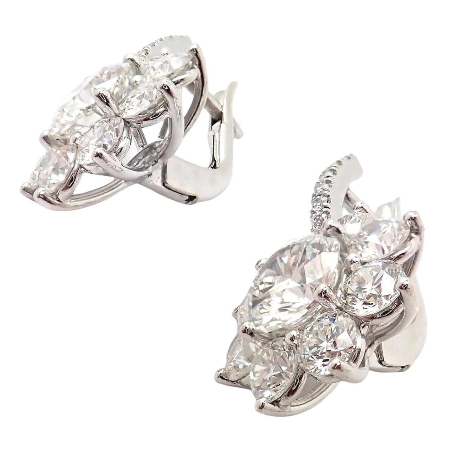 Authentic T Foster & Co Platinum Flower 4.84ctw Diamond Stud Halo Earrings with GIA Certification - Perfect for Weddings, Anniversaries & Special Occasions