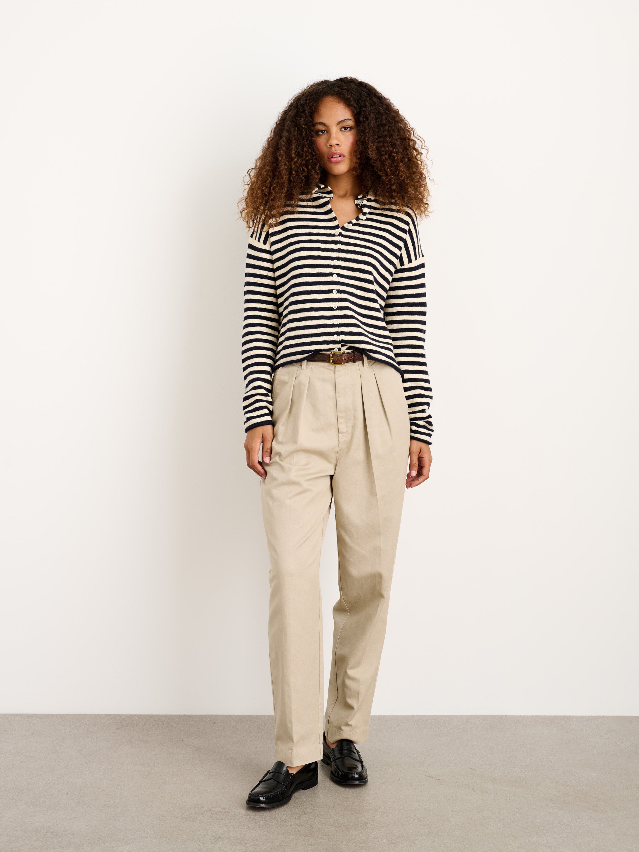 Taylor Striped Cardigan for Women - Soft Cotton Cashmere Blend Sweater - Cozy Fall & Winter Layering Essential for Office & Casual Outfits