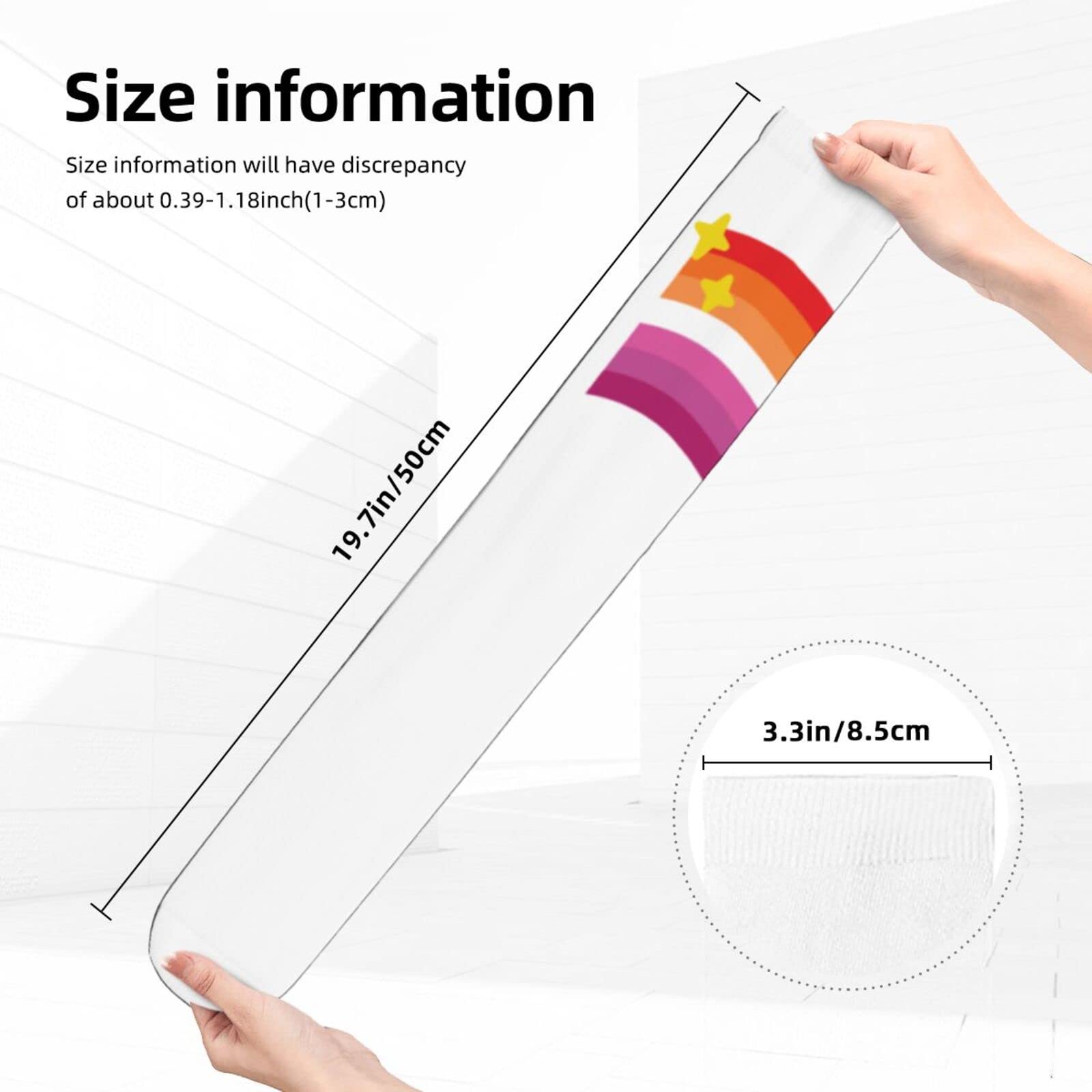 Lesbian Pride Flag Sparkle Knee High Socks - Women's Rainbow LGBTQ+ Compression Tube Socks for Running, Workout & Casual Wear - Perfect for Pride Events, Gym & Everyday Fashion