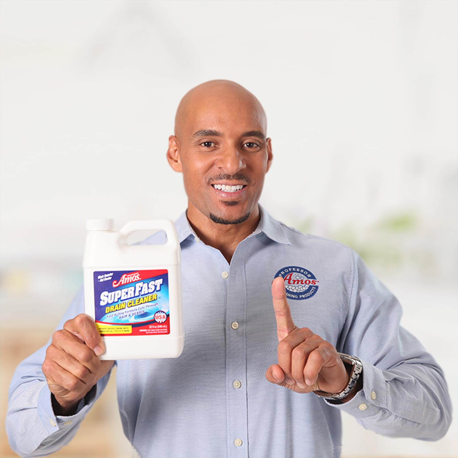 Professor Amos Superfast Drain Cleaner - Powerful Clog Remover for Sinks, Showers & Tubs - Fast Acting Drain Opener Formula (Pack of 2) - Perfect for Kitchen, Bathroom & Household Plumbing Emergencies