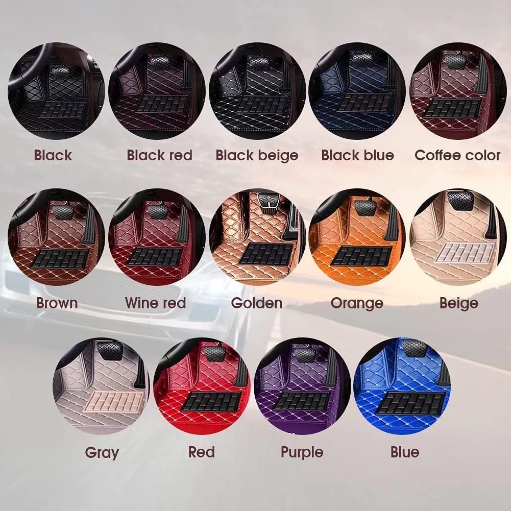 Premium Custom Heavy Duty Leather Car Mats - Non-Slip Waterproof Floor Liners for BMW, Ford, Nissan, Jeep, Chevrolet & Toyota | Perfect for Off-Roading, Daily Commute & Family Road Trips (Black & Yellow)