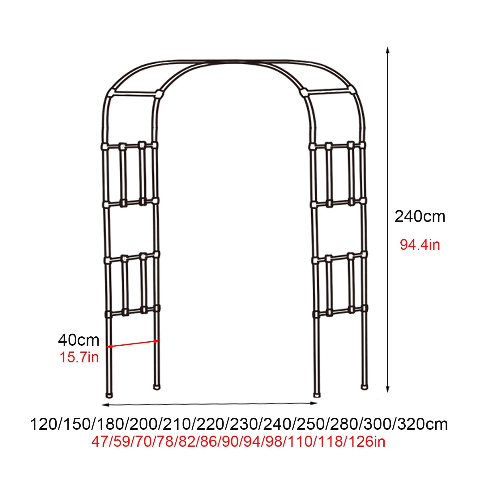 Sturdy Metal Garden Arch - Outdoor Rose Arbor & Pergola for Climbing Plants, Vines, Flowers & Vegetables | Weather-Resistant & Easy Assembly | Perfect for Wedding Decor, Backyard Landscaping & Vine Support