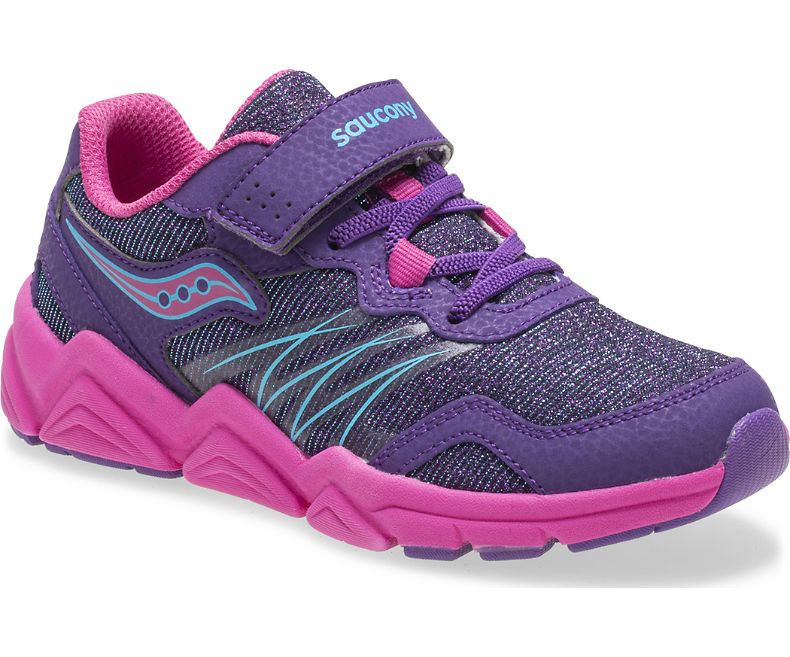 Saucony Purple Flash A/C Kids Running Shoes - Lightweight Breathable Sneakers for Boys & Girls - Perfect for School, Sports & Outdoor Activities