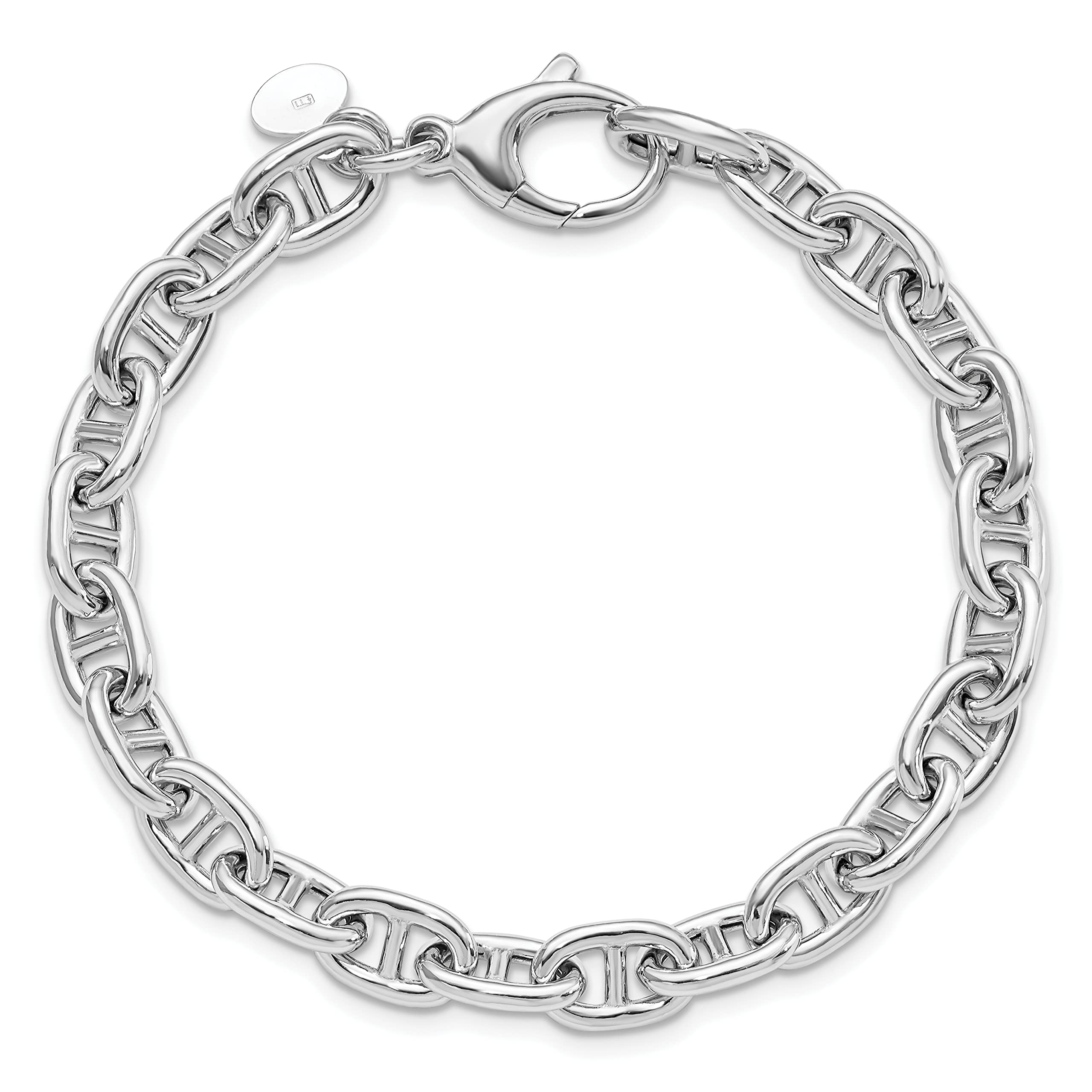 Elegant Avariah Sterling Silver Rhodium-Plated Polished Link Necklace - Italian Made Chain Jewelry for Women, 8 Inch - Perfect for Weddings, Parties & Special Occasions