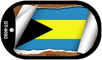 Bahamas Flag Scroll Metal Novelty Dog Tag Necklace DT 9093 - Patriotic Jewelry Gift for Men & Women - Perfect for Travel, Beach Parties & Island Vacations