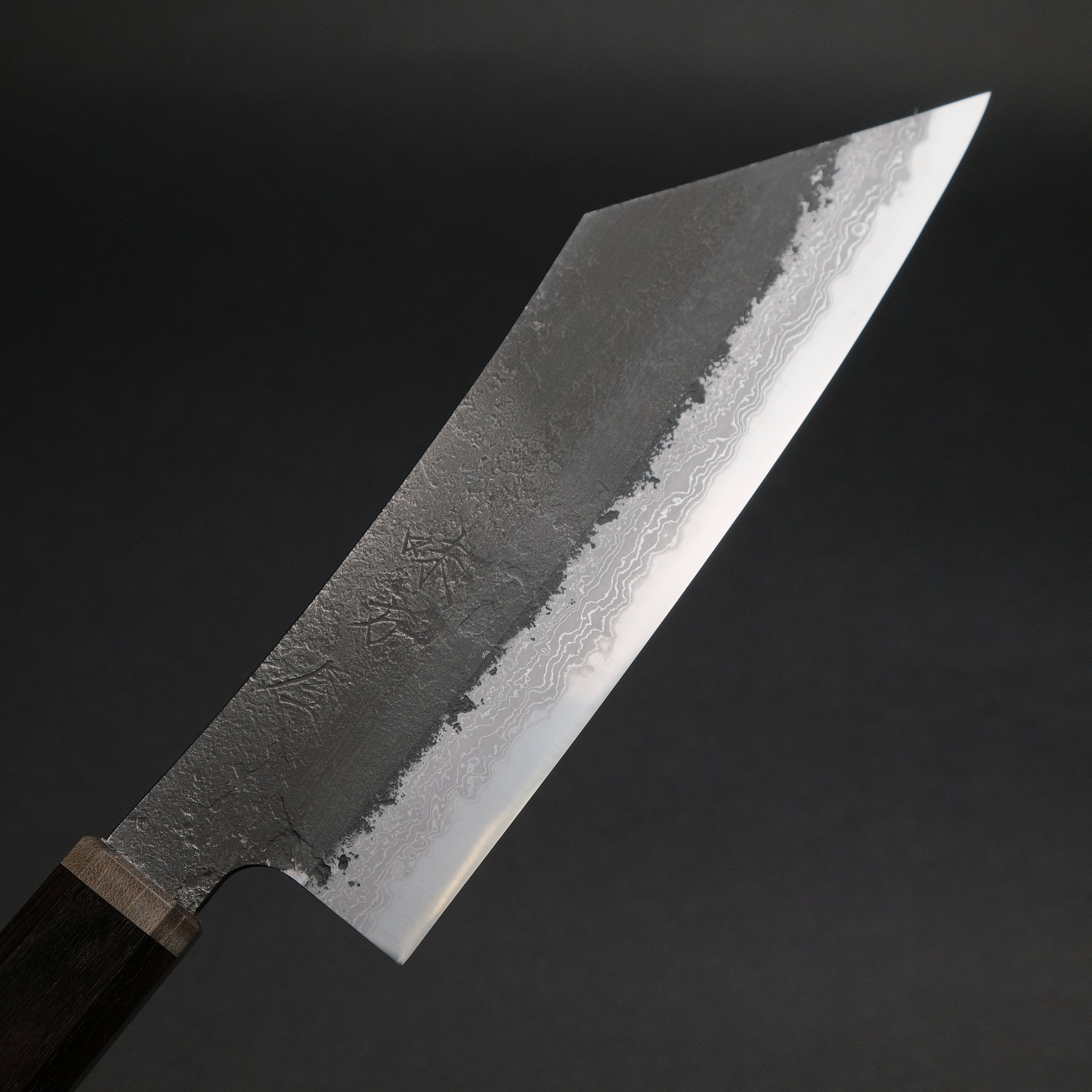 Premium Ajikataya White #2 Nashiji Damascus Hakata 180mm Chef Knife with Ebony & Stabilized Wood Handle (#56) - Perfect for Sushi, Meat Slicing & Professional Kitchen Use