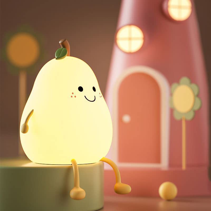 Rechargeable USB LED Night Light for Kids - Adjustable Timer, Touch Control, Fruit-Shaped Nursery Lamp for Babies & Toddlers - Perfect for Bedrooms, Nurseries, and Late-Night Feedings