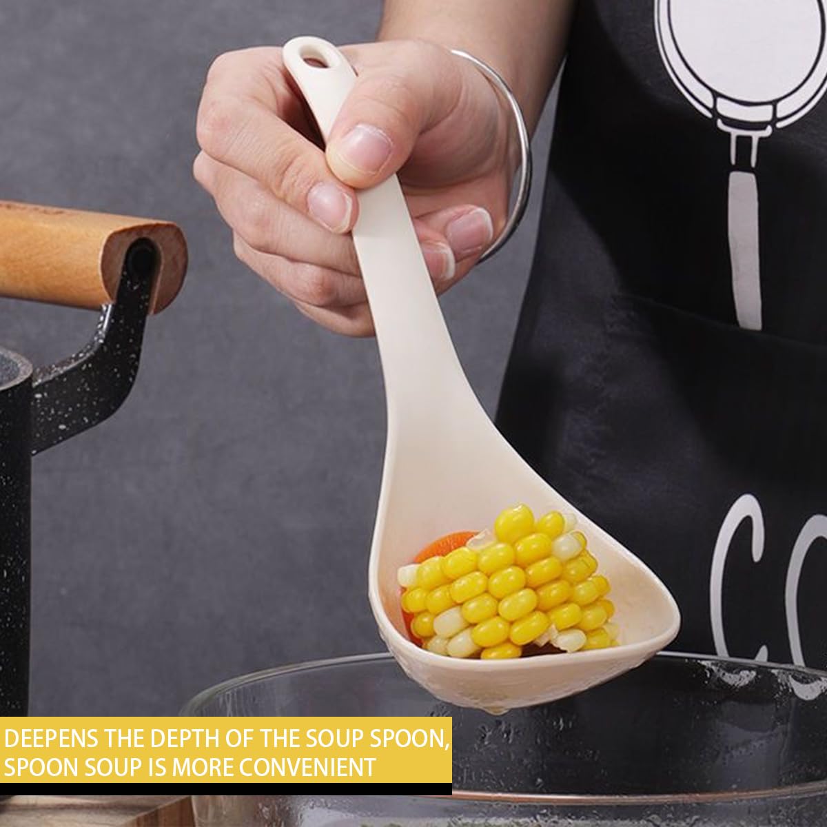 DOERDO 3-Piece Non-Stick Rice Paddle Set - Rice Scooper, Soup Spoon & Cooking Spatula for Rice, Soup, Potatoes - Perfect for Serving, Stirring & Scooping - Ideal for Kitchens, Restaurants & Meal Prep (White)