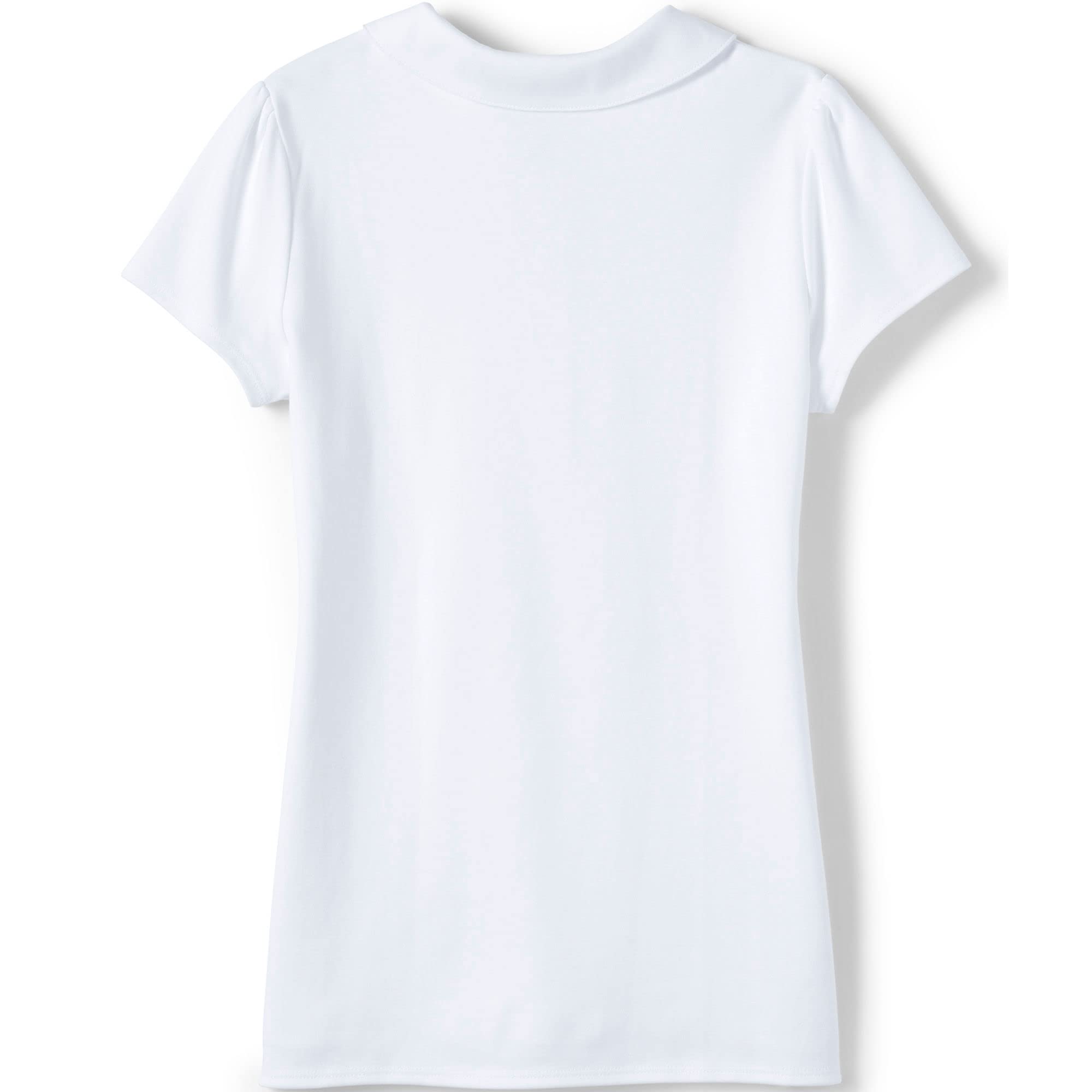 Lands' End Girls' Short Sleeve Peter Pan Collar Polo Shirt - Comfortable School Uniform Top for Classrooms & Daily Wear