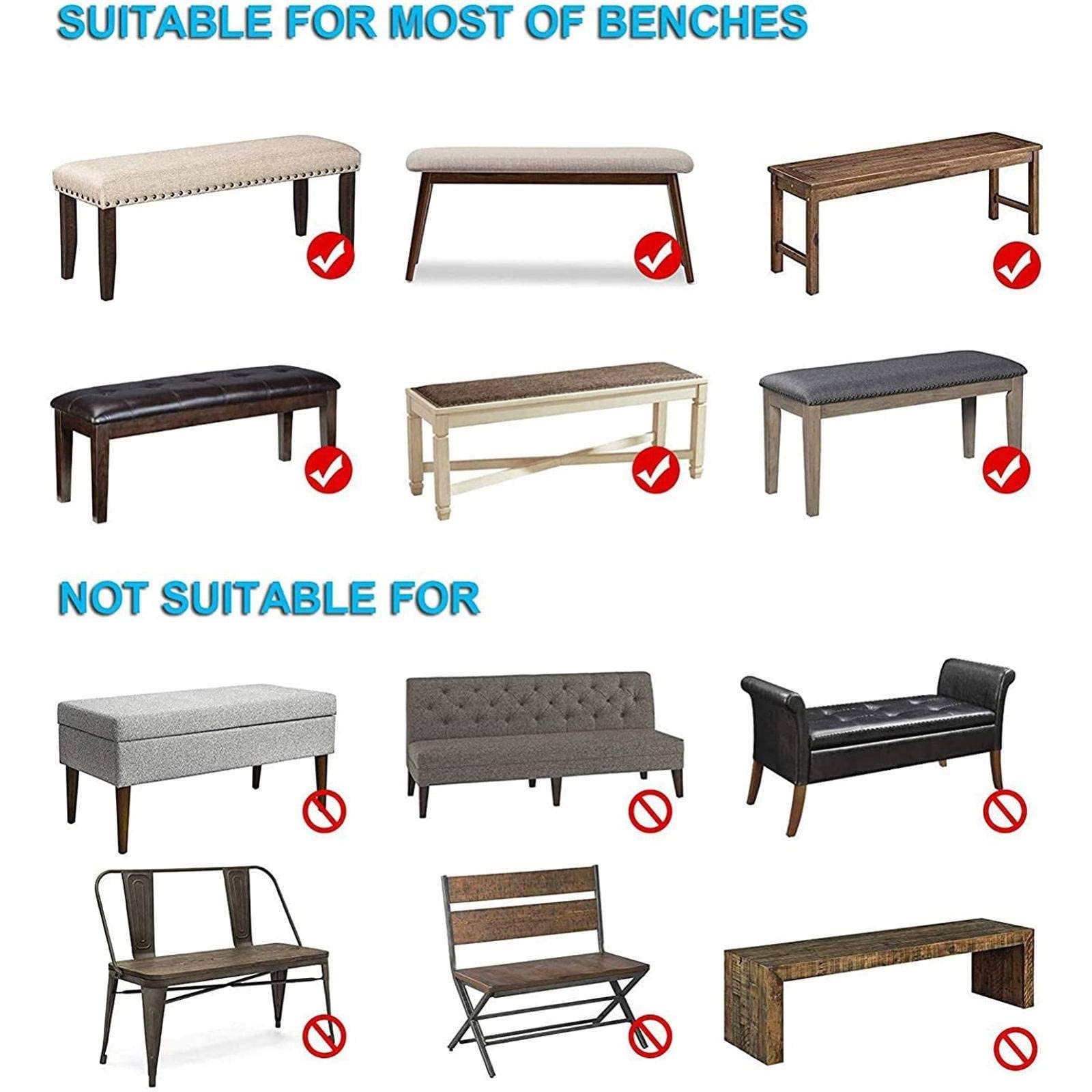 Elastic PU Upholstered Bench Covers Set of 1/2 - Waterproof Dining Room Bench Slipcover, Universal Size Seat Protector for Living Room, Kitchen, Bedroom - Perfect for Home Decor & Furniture Protection