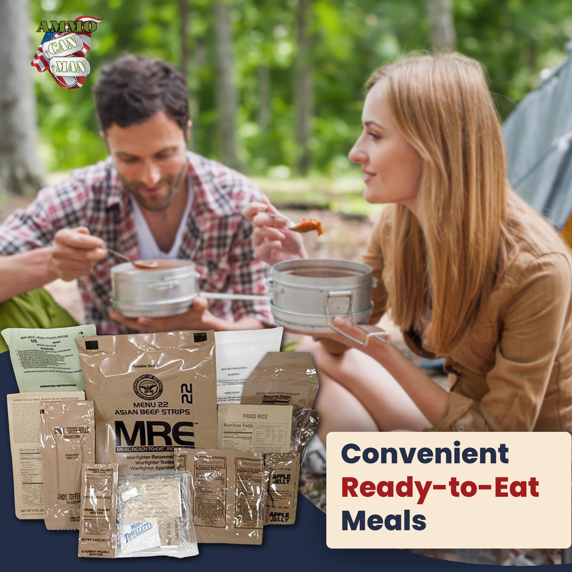 12 Pack U.S. Military MRE Meals Ready to Eat - Flameless Heater Included | Freeze Dried Entrees & Side Dishes | Emergency Food Supply for Survival, Camping, Hiking & Outdoor Adventures | 2023 Inspection Date