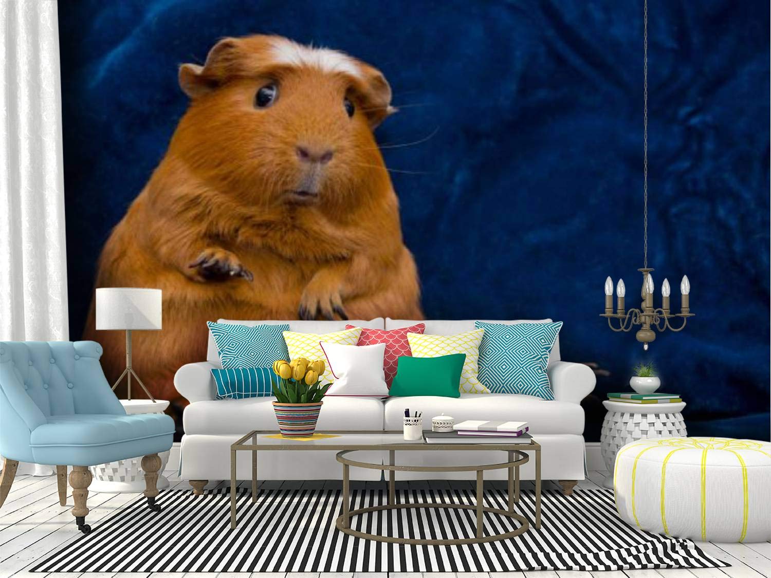 Funny Guinea Pig Wall Mural - Peel and Stick Self-Adhesive Wallpaper - Large Removable Vinyl Wall Sticker for Home Decor - Perfect for Kids' Rooms, Playrooms & Nursery Wall Art