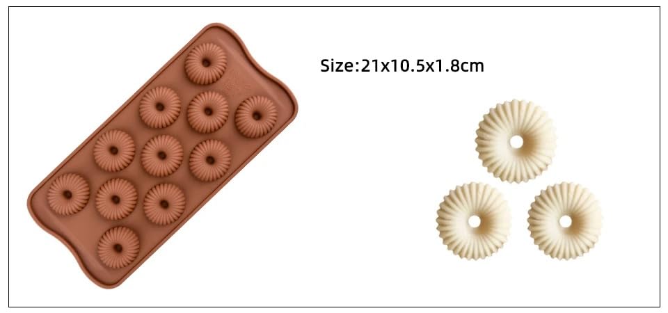 Premium 3D Chocolate Mold Set - 11-Cavity Round Silicone Mold for Mini Spiral Chocolates (Brown/Pink/Green) | BPA-Free, 2.5kg Capacity | Perfect for DIY Candy Making, Baking Decorations & Party Favors