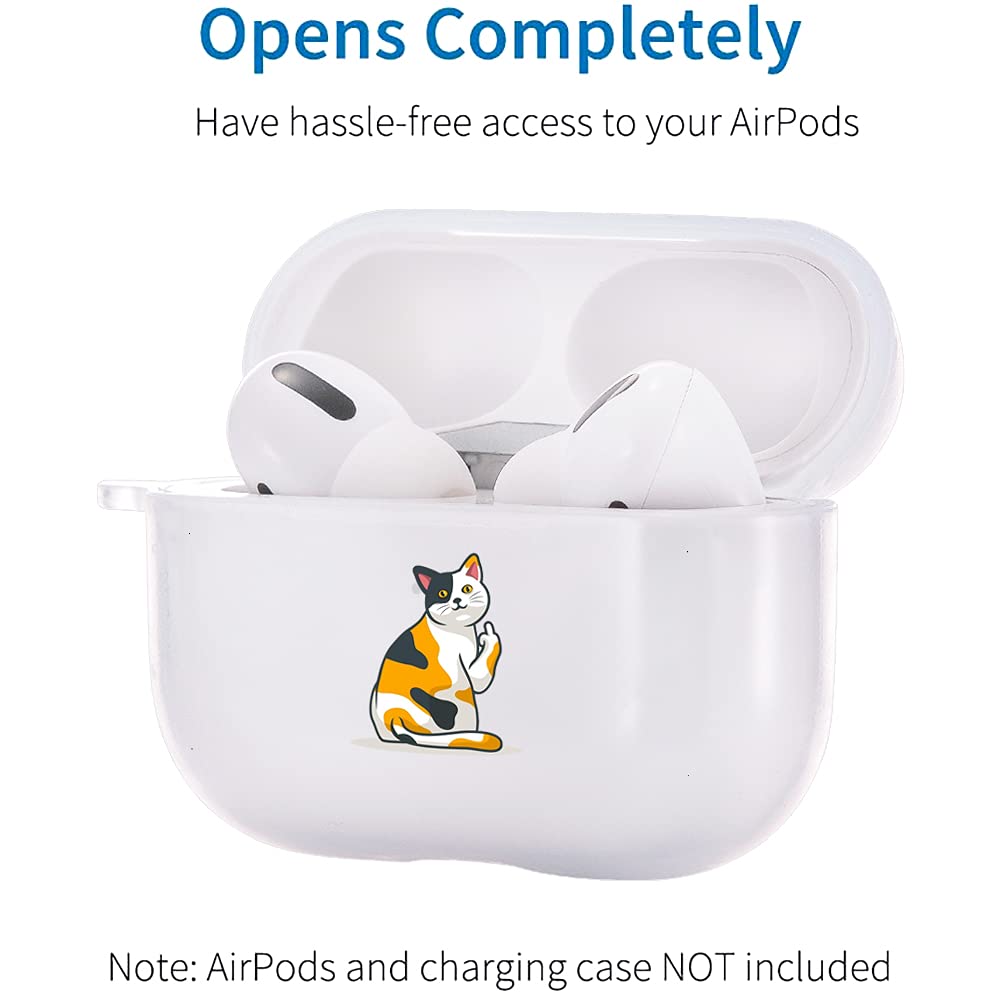 Cute Clear Cat AirPods Pro Case with Carabiner - Shockproof TPU Protective Cover for AirPods 3 Charging Case - Funny Soft Flexible Transparent Case - Perfect for Travel, Work & Everyday Use