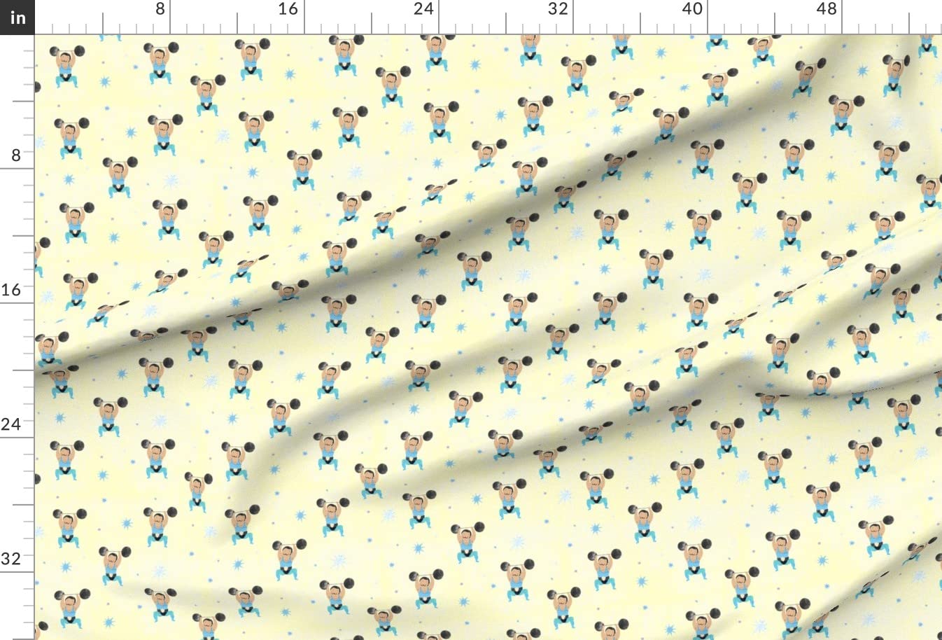 Premium Spoonflower Fabric - Soft Minky Fabric by The Yard for Sewing Baby Blankets, Quilt Backing & Plush Toys - Printed Small Man Exercise Design - Perfect for DIY Baby Gifts, Nursery Decor & Craft Projects
