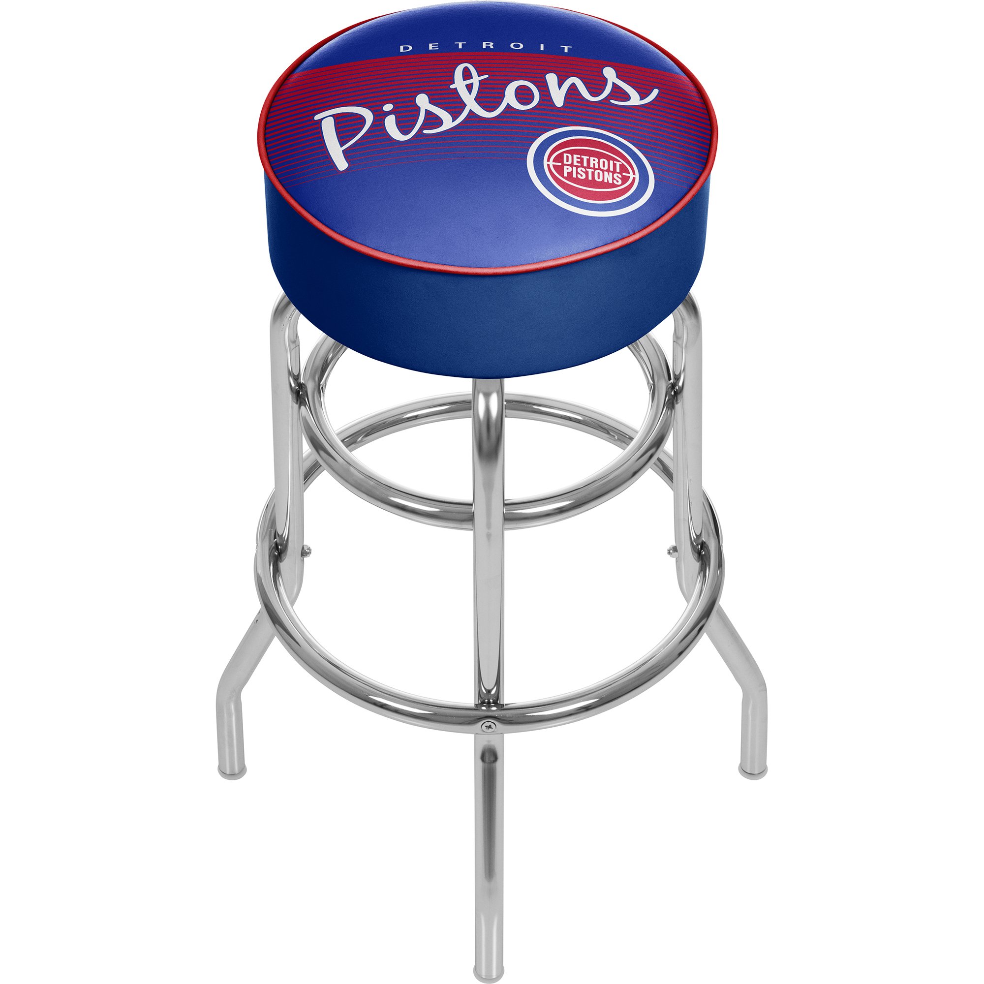 Detroit Pistons NBA Swivel Bar Stool with Padded Seat - Chrome Hardwood Classics Style for Man Cave, Sports Bar & Game Room Decor