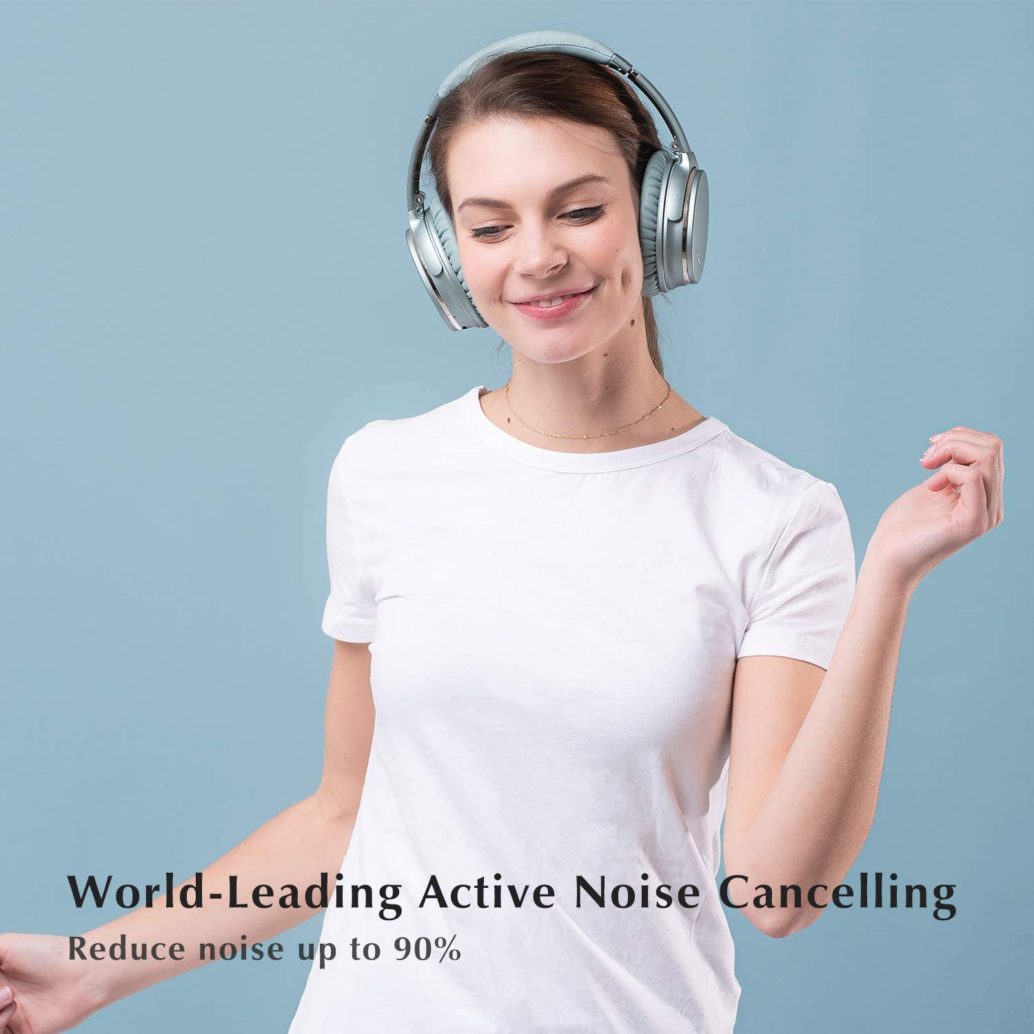Srhythm NC35 Wireless Bluetooth 5.0 Noise Cancelling Over-Ear Headphones with Fast Charging, Built-in Mic & Mega Bass - 50+ Hours Playtime (Renewed) - Perfect for Travel, Work & Gaming
