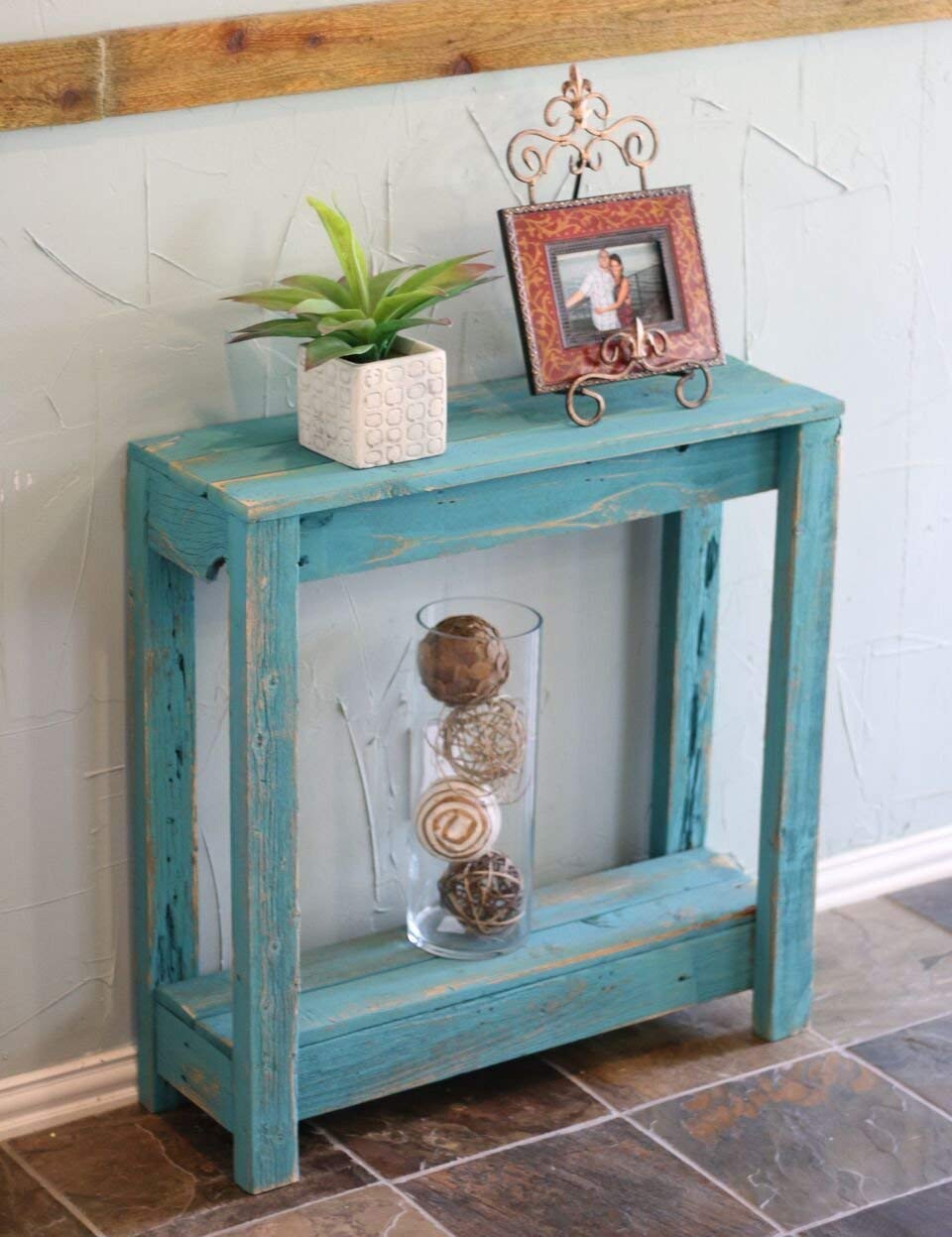 Turquoise Small Entry Console Table - Elegant Narrow Hallway Furniture for Foyer & Apartment Decor | Perfect for Entryway Storage & Home Organization