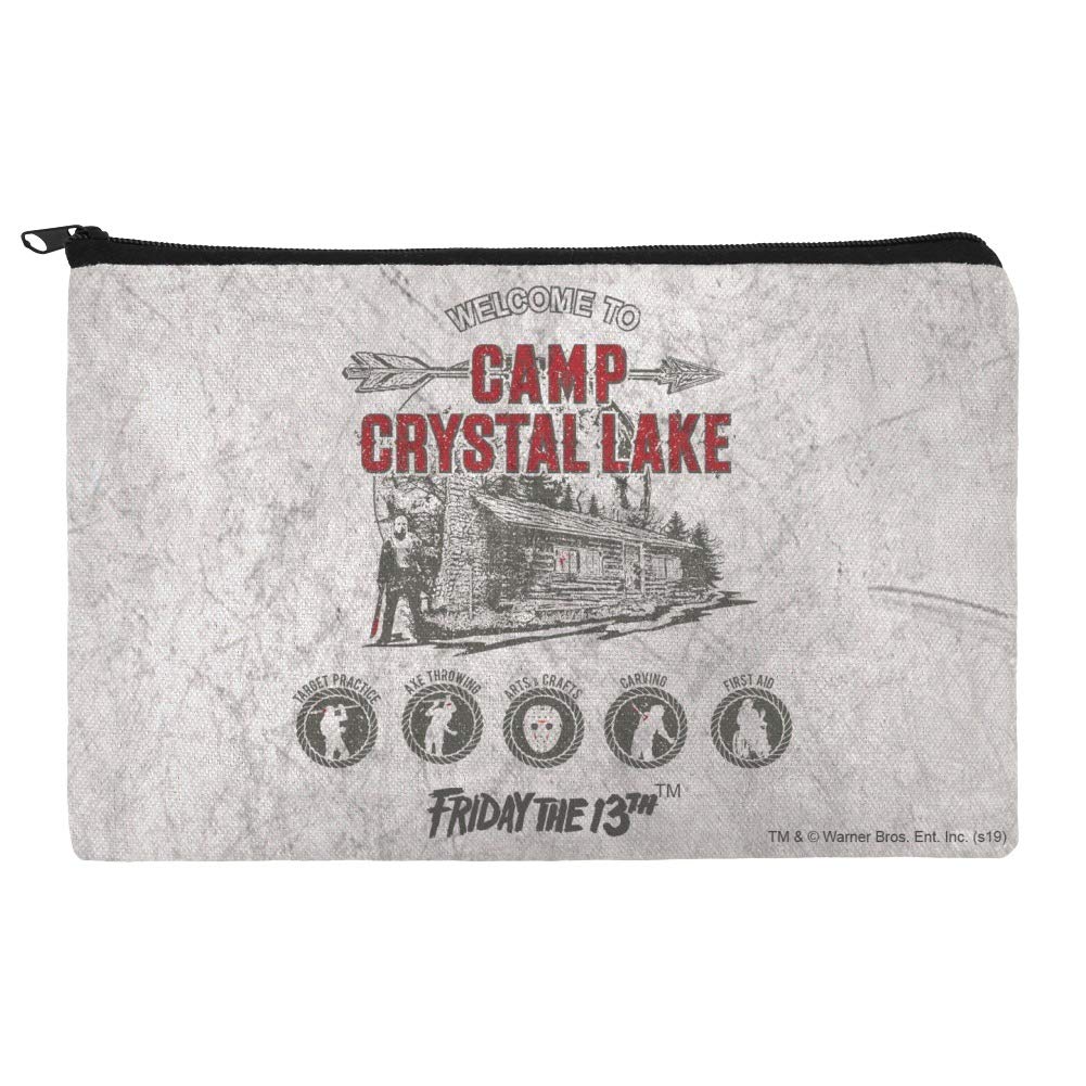 Friday the 13th Camp Crystal Lake Horror Themed Makeup Bag - Waterproof Cosmetic Organizer Pouch for Halloween Costumes, Horror Conventions & Movie Nights