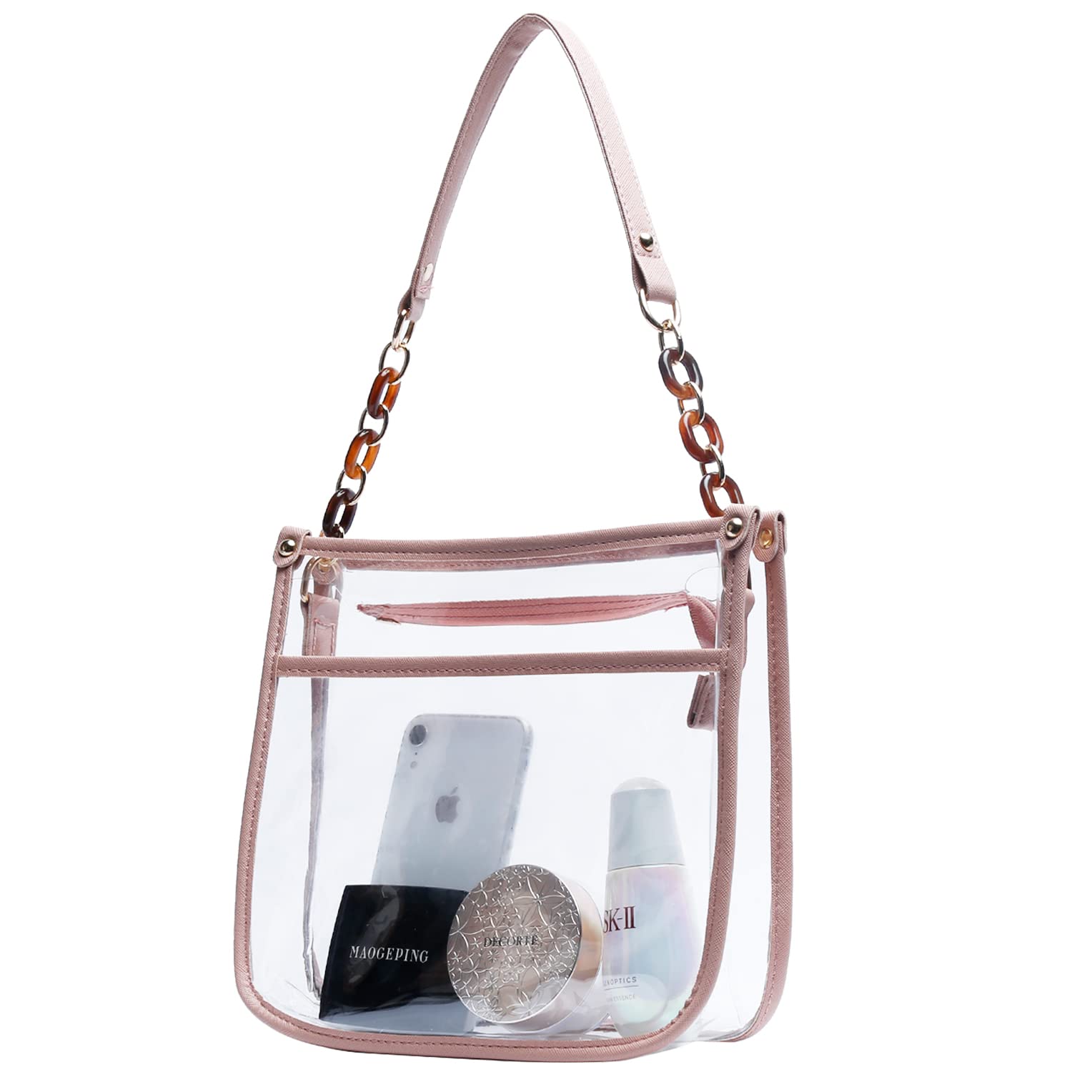 KKXIU Clear Crossbody Bag for Women - Fashionable PU Leather Small Purse with Adjustable Strap - Perfect for Concerts, Stadium Events & Daily Use