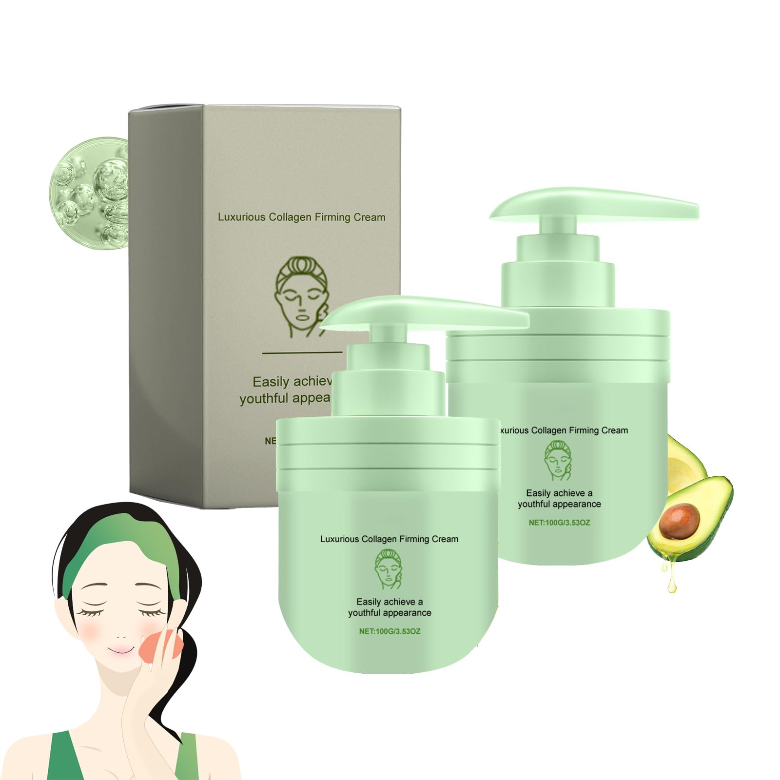 Premium Anti-Aging Collagen Face & Neck Cream - Deep Hydrating Moisturizer for Dry, Sagging Skin | Firming & Wrinkle Reduction Treatment | Day & Night Use for Youthful Glow | 3.53oz
