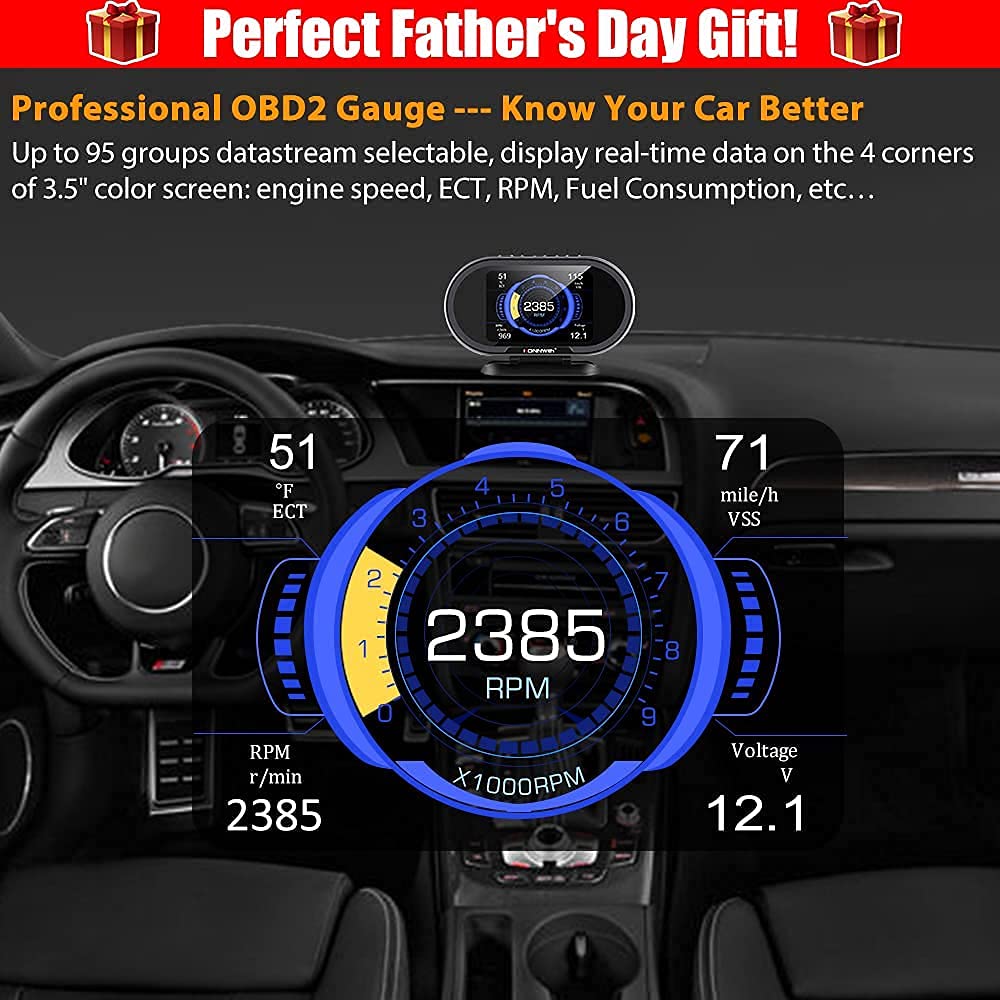 KW681 OBD2 Scanner & KW206 OBD2 Gauge - 6V/12V Battery Tester, Car Diagnostic Tool for Engine Fault Codes, Live Data & Performance Monitoring - Perfect for Mechanics, DIY Enthusiasts & Vehicle Maintenance