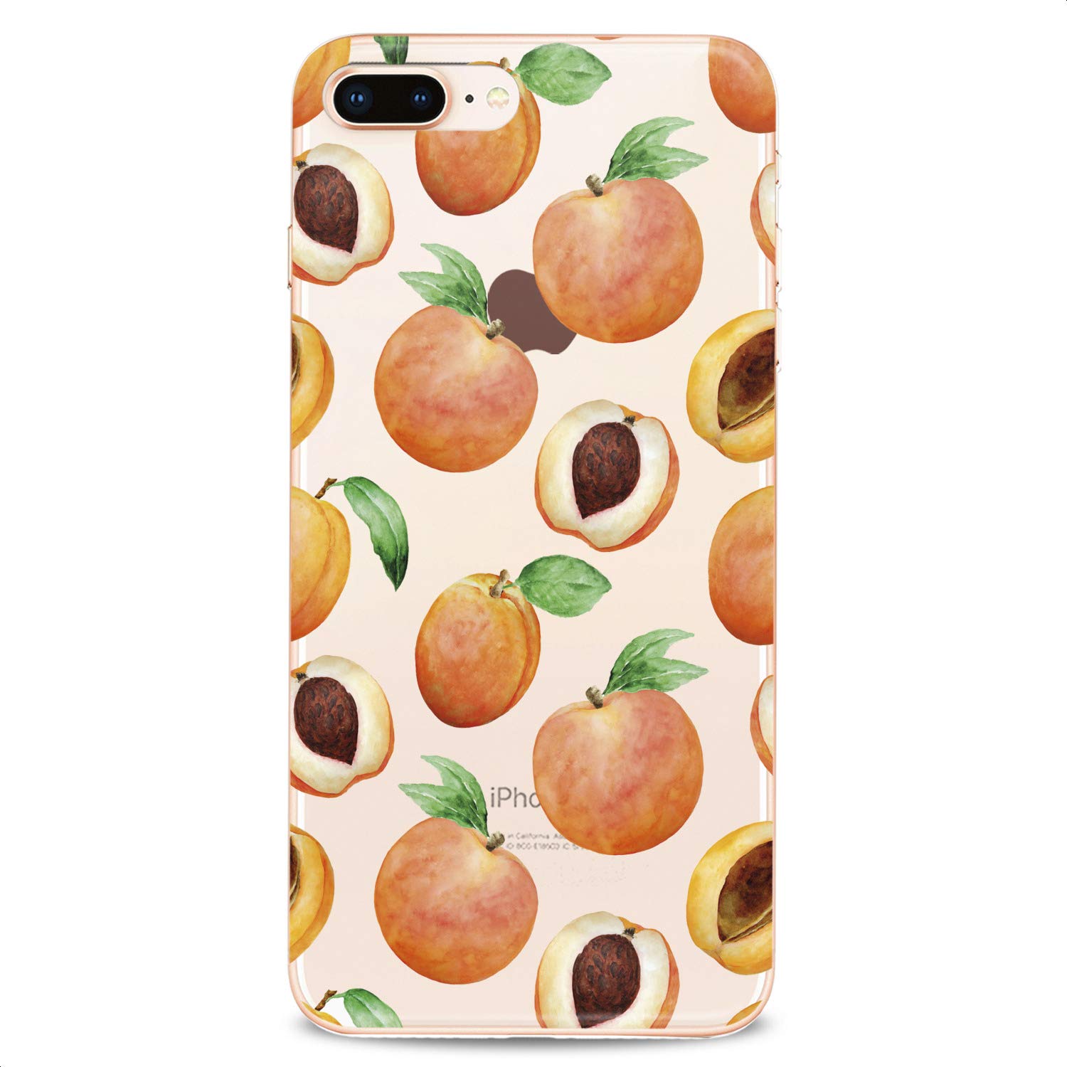 Premium TPU Phone Case for iPhone 16/15/14/13/12/11 Pro Max/Plus/Mini/XS/XR/X/8+/7/6/5/SE - Cute Tropical Fruit Print Design, Slim Flexible Silicone Cover with Peach Theme - Perfect for Everyday Protection & Stylish Accessory