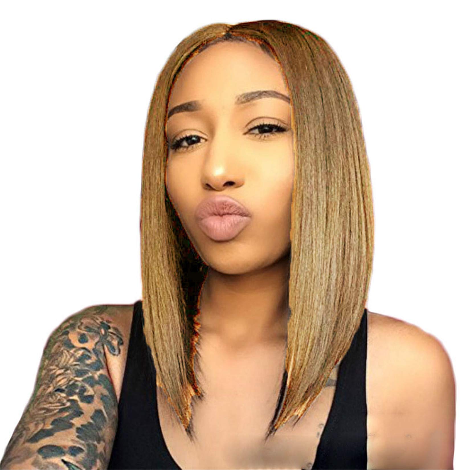 Andongnywell Women's Heat Resistant Synthetic Straight Wig - Mid Length High Temperature Silk Hairpiece for Cosplay, Daily Wear & Special Occasions