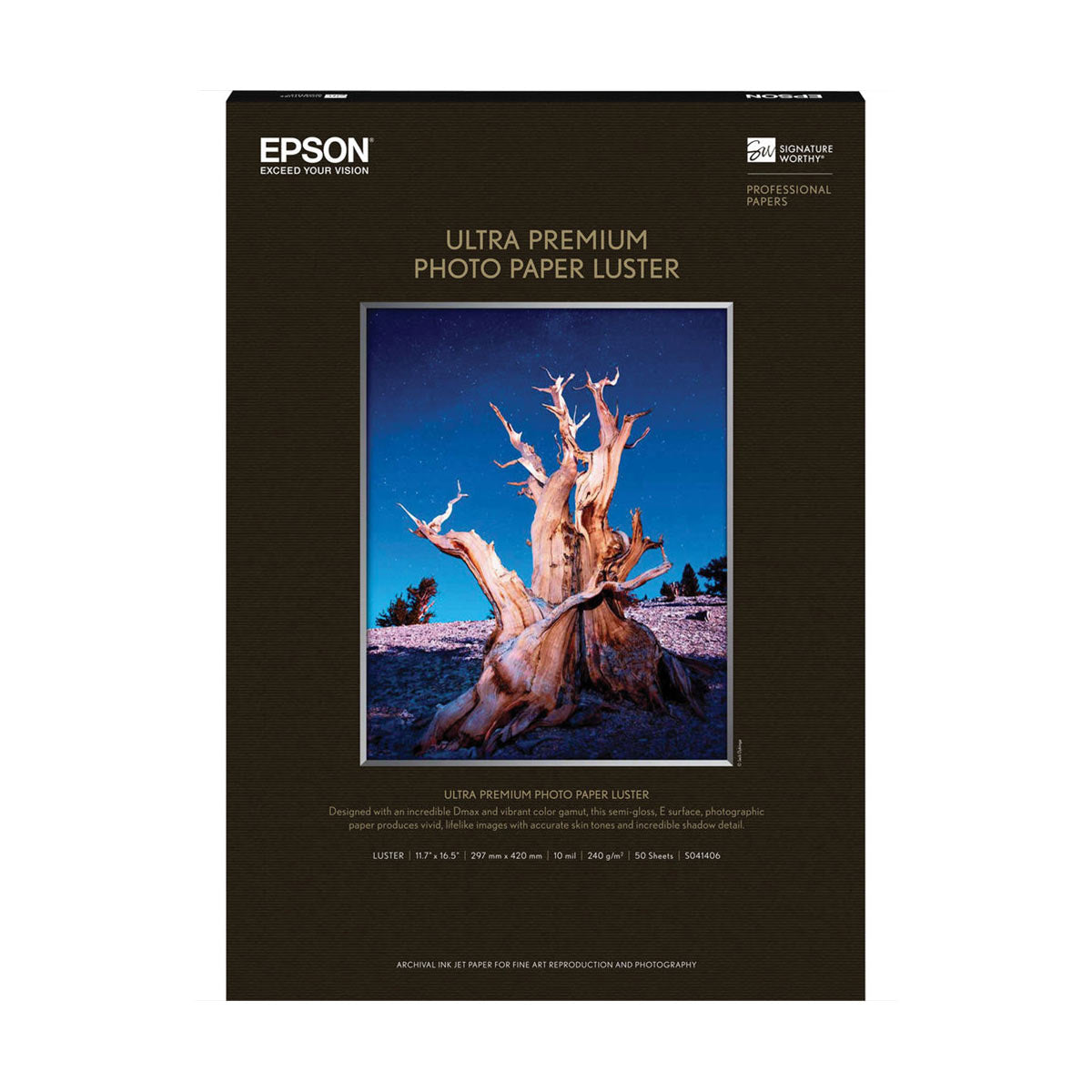 Epson Ultra Premium Luster Photo Paper A3 11.7x16.5 Inches (50 Sheets) - Ideal for Professional Photography, Art Prints, and High-Quality Photo Projects