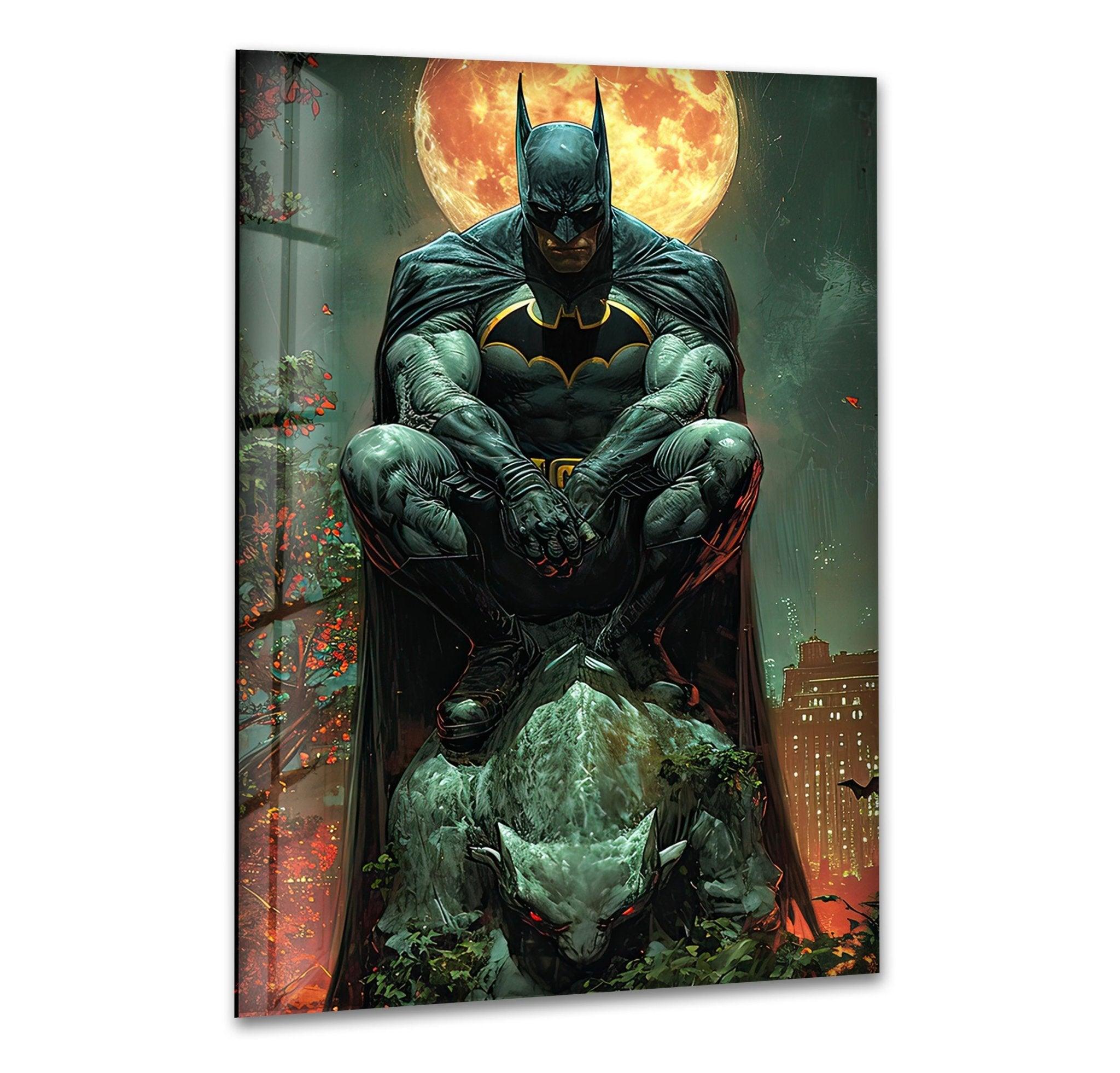Batman Art Glass Wall Decor - Stunning Superhero Glass Art for Home & Office - Perfect for Living Room, Bedroom, or Man Cave