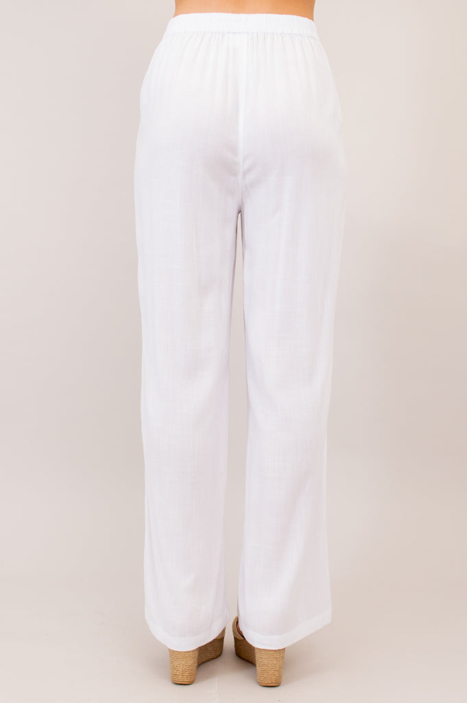 Bella Women's Linen Bamboo Pants - White | Comfortable & Breathable for Summer, Travel & Casual Wear