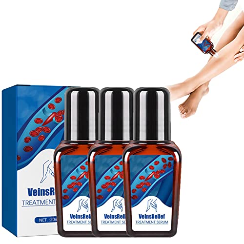 Varicose Veins Treatment Serum for Legs - Spider Vein Relief, Improves Blood Circulation & Reduces Pain (3 Pack) | Doctor Recommended for Swollen Veins, Heavy Legs & Nighttime Discomfort