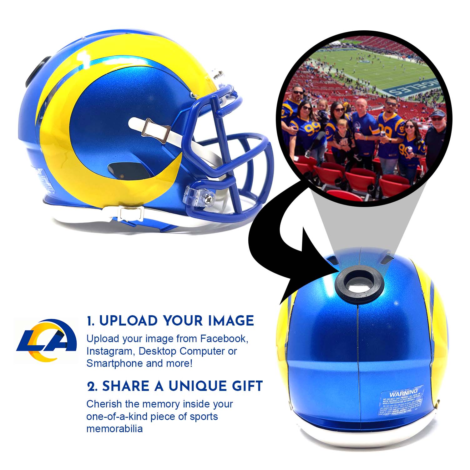 Los Angeles Rams NFL Mini Helmet with Display Case - Collectible Football Memorabilia for Fans, Home & Office Decor, Sports Gifts