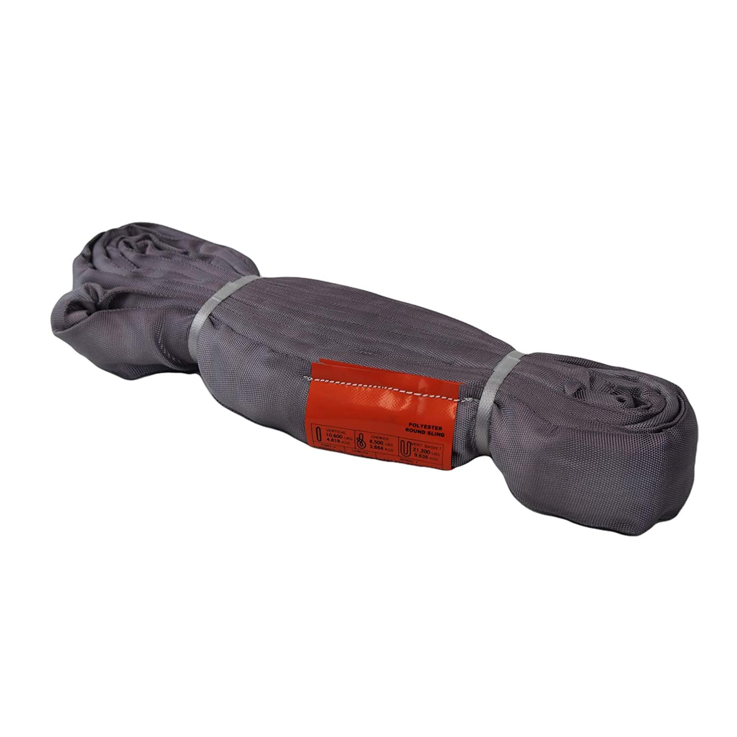 ATERET Heavy Duty Powerlift Grey Polyester Round Sling - 20FT Length, 10,600LB Vertical & 21,200LB Basket Capacity - Endless Lifting Sling for Construction, Rigging, Towing and Material Handling