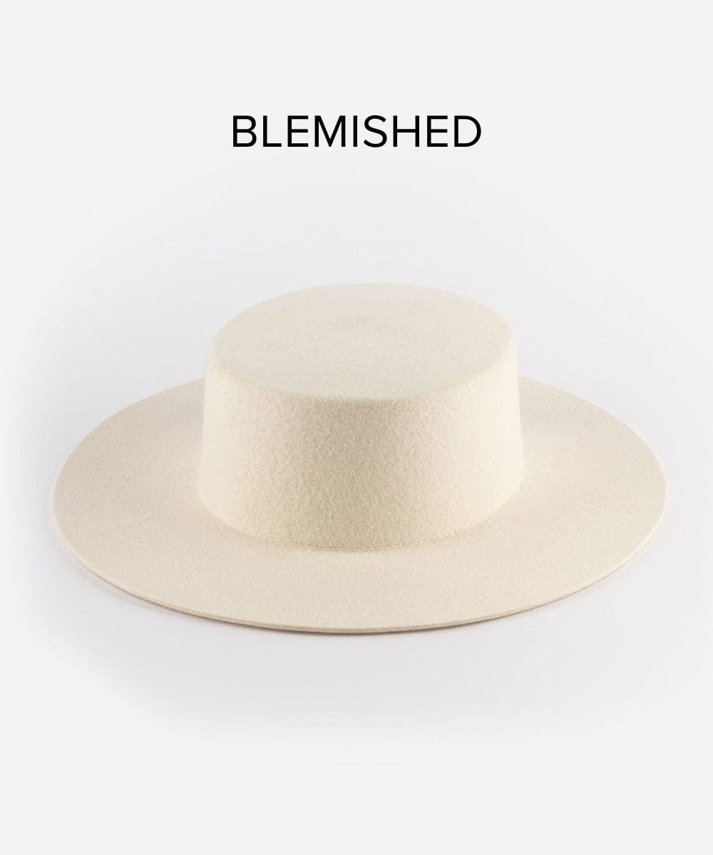Dahlia Boater Hat Off White BLEMISHED - Vintage Style Straw Hat for Women, Summer Beach Wedding & Outdoor Activities