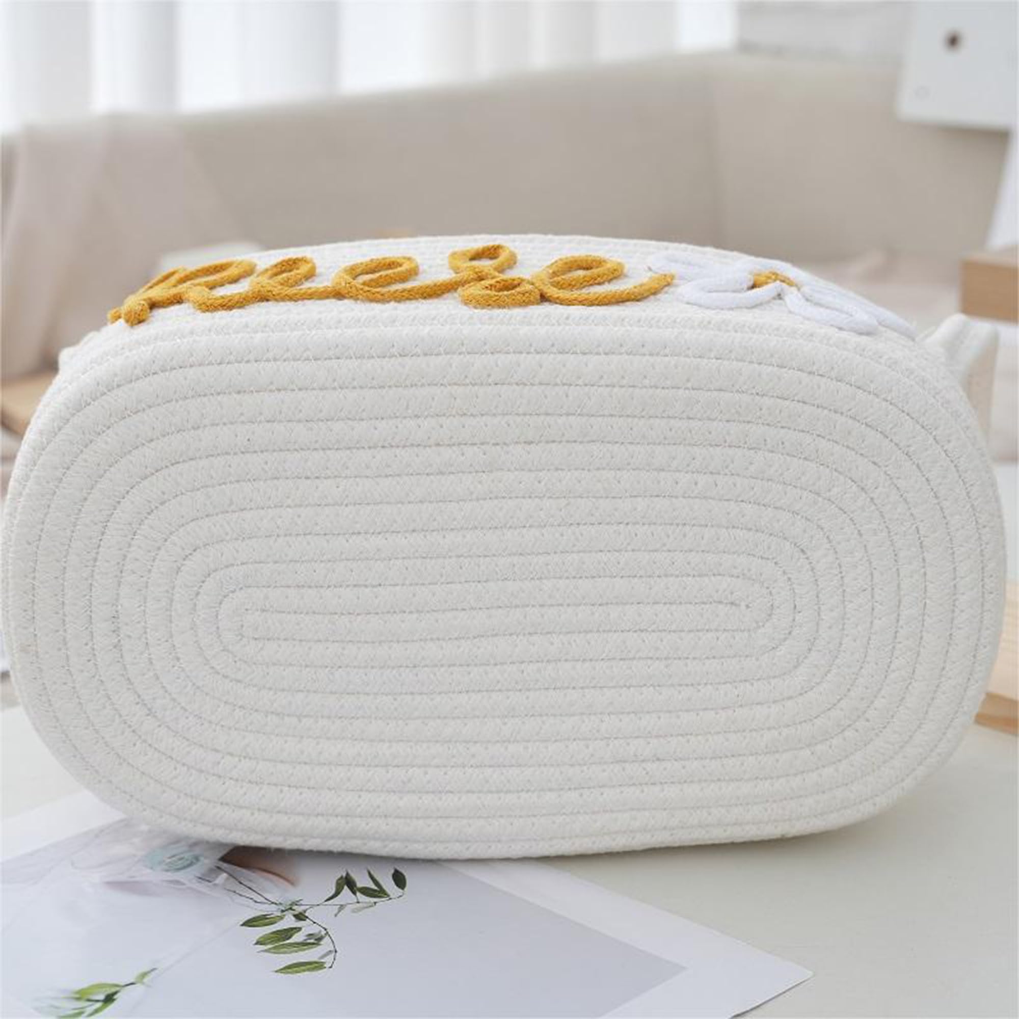 Personalized Baby Name Basket with Handles - Custom Diaper Caddy & Cotton Rope Storage Bin - Perfect Baby Shower Gift & Nursery Organizer for Toys, Clothes & Essentials - Ideal for Bedroom, Bathroom & Playroom (White)